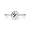 French U Cut Prong Halo Round Diamond Engagement Ring 0.32 Ctw.