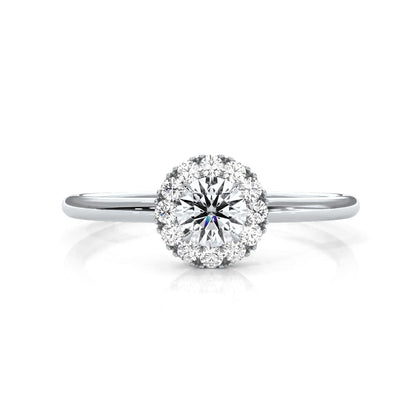 French U Cut Prong Halo Round Diamond Engagement Ring 0.32 Ctw.