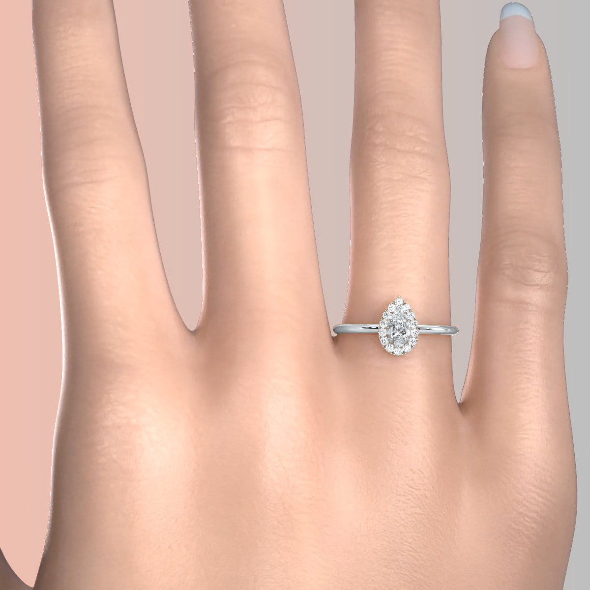 Pear Diamond Engagement U Cut Prong Setting Ring 0.50 Ctw.