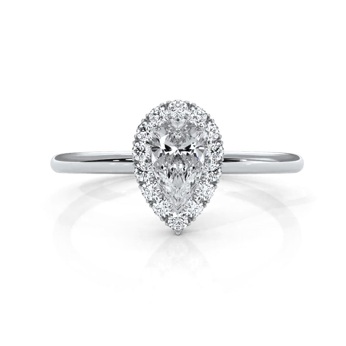 Pear Diamond Engagement U Cut Prong Setting Ring 0.50 Ctw.