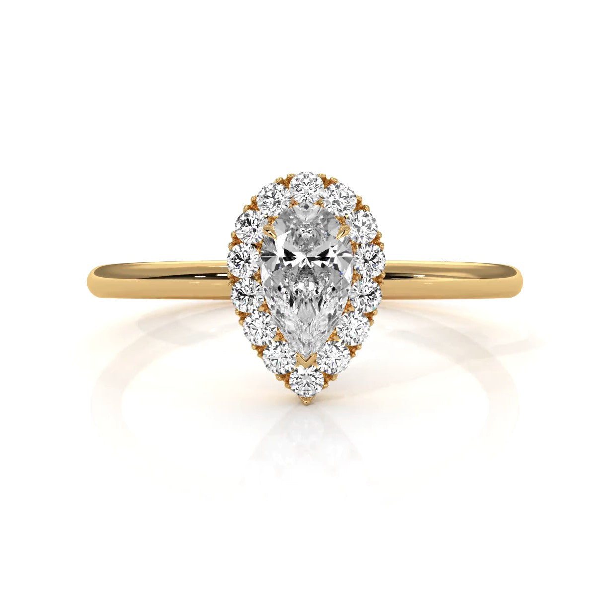 Pear Diamond Engagement U Cut Prong Setting Ring 0.50 Ctw.