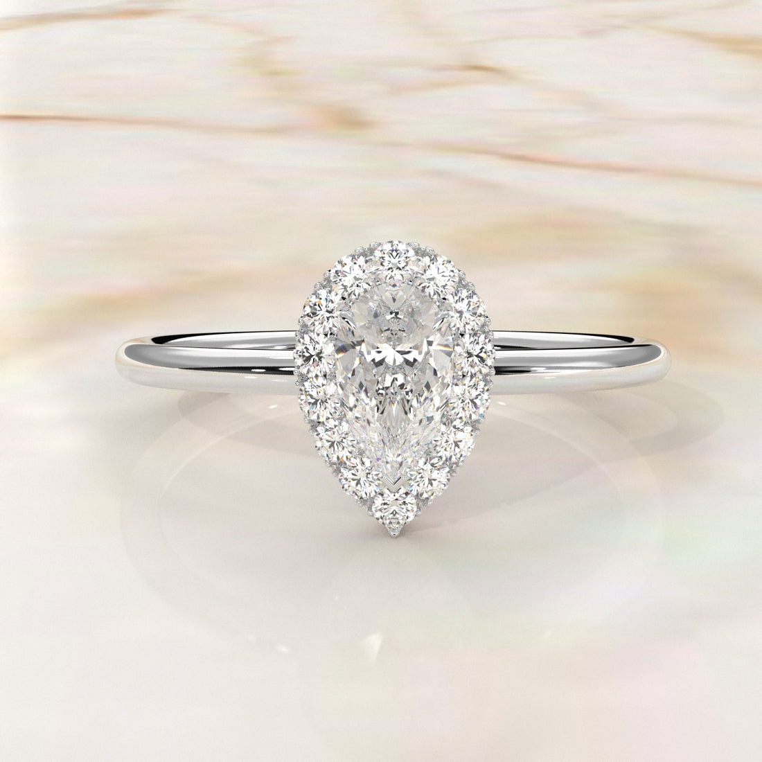 Pear Diamond Engagement U Cut Prong Setting Ring 0.50 Ctw.
