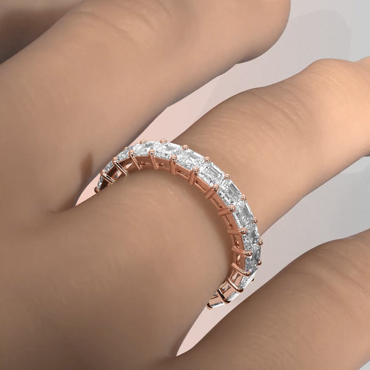 Asscher Cut Shared Prong Lab Diamond Women's Eternity Wedding Band 3 mm 3.4ctw.