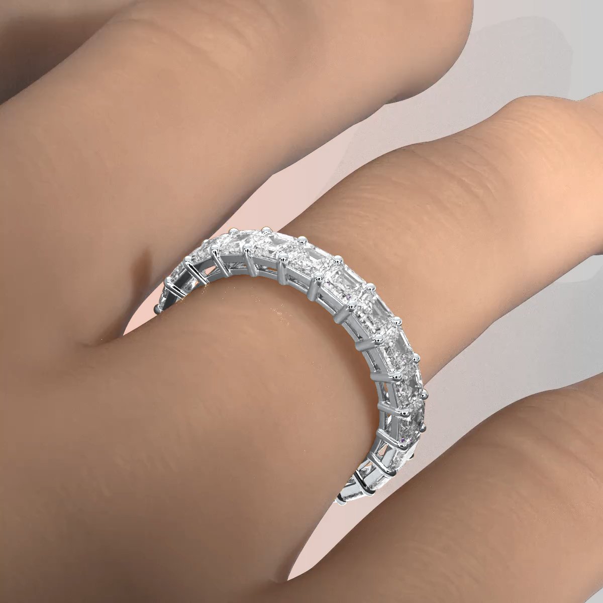 Asscher Cut Shared Prong Lab Diamond Women's Eternity Wedding Band 3 mm 3.4ctw.