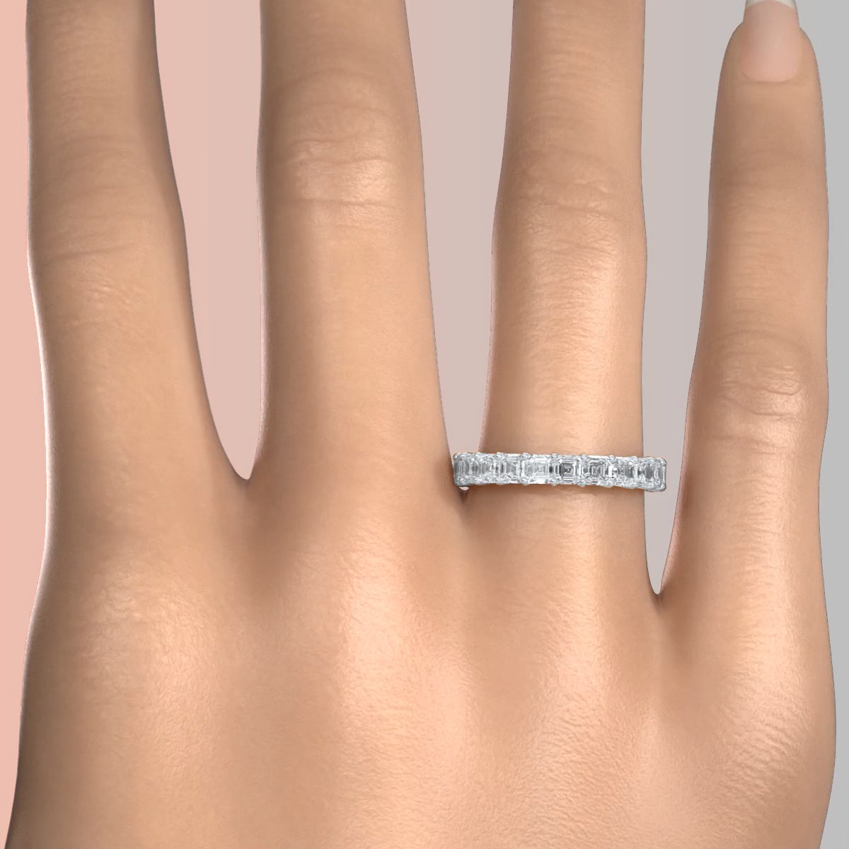 Asscher Cut Shared Prong Lab Diamond Women's Eternity Wedding Band 3 mm 3.4ctw.