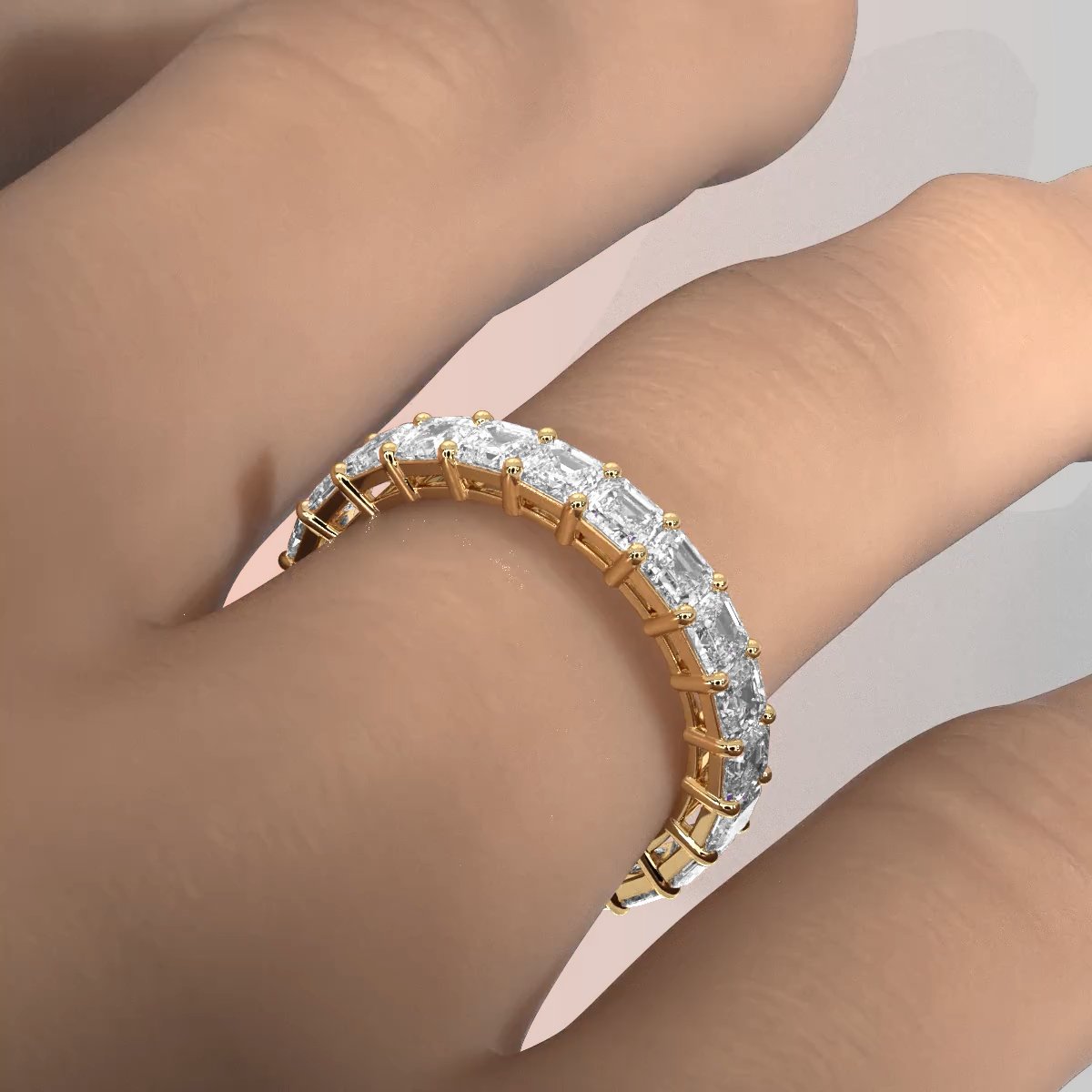 Asscher Cut Shared Prong Lab Diamond Women's Eternity Wedding Band 3 mm 3.4ctw.