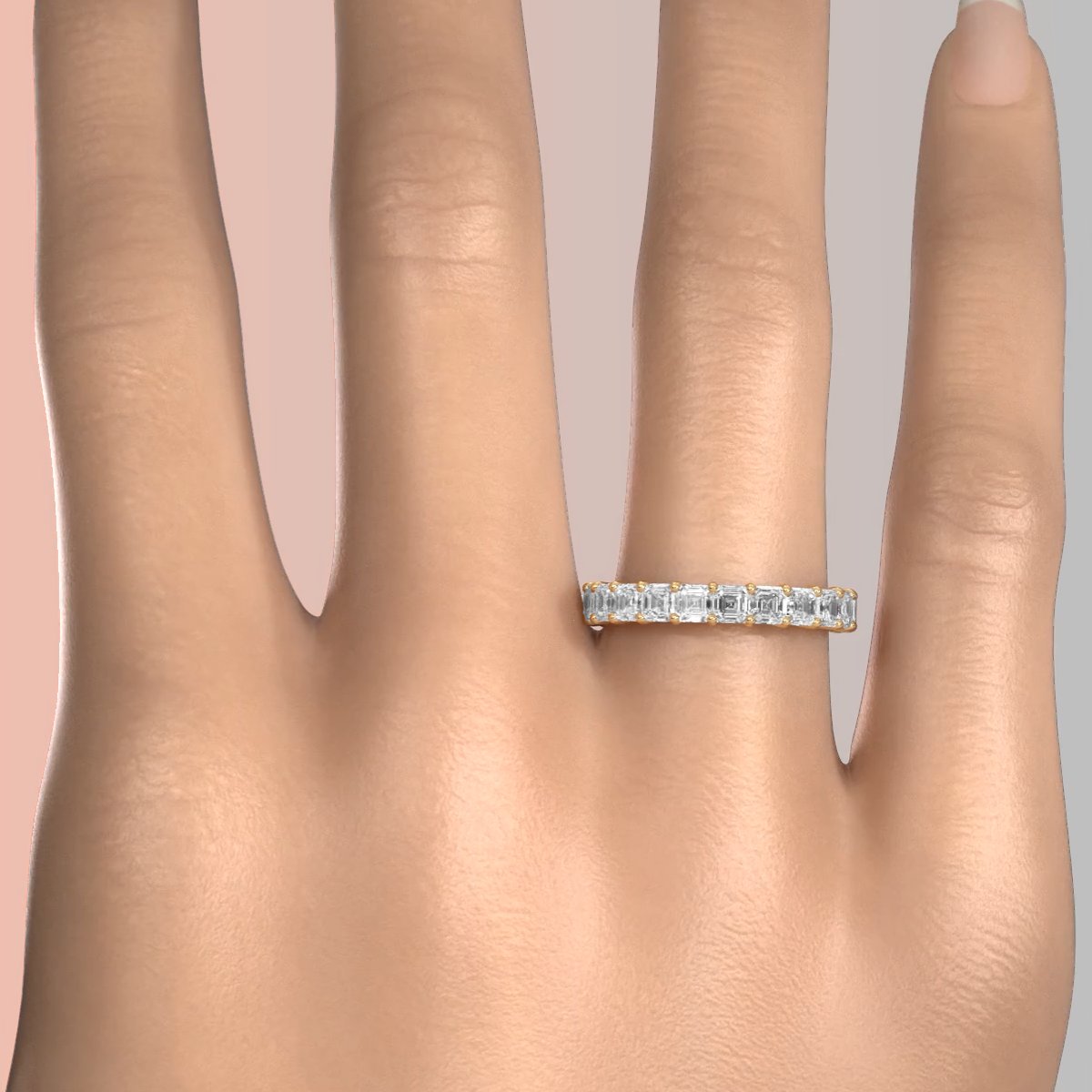 Asscher Cut Shared Prong Lab Diamond Women's Eternity Wedding Band 3 mm 3.4ctw.