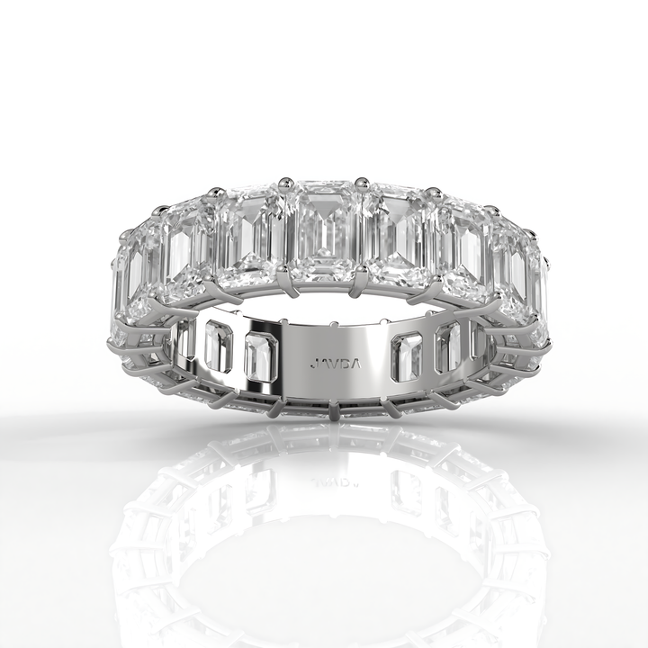 Emerald Lab Diamond Women's Shared Prong Wedding Band 5x3.5 mm 7.6ctw.