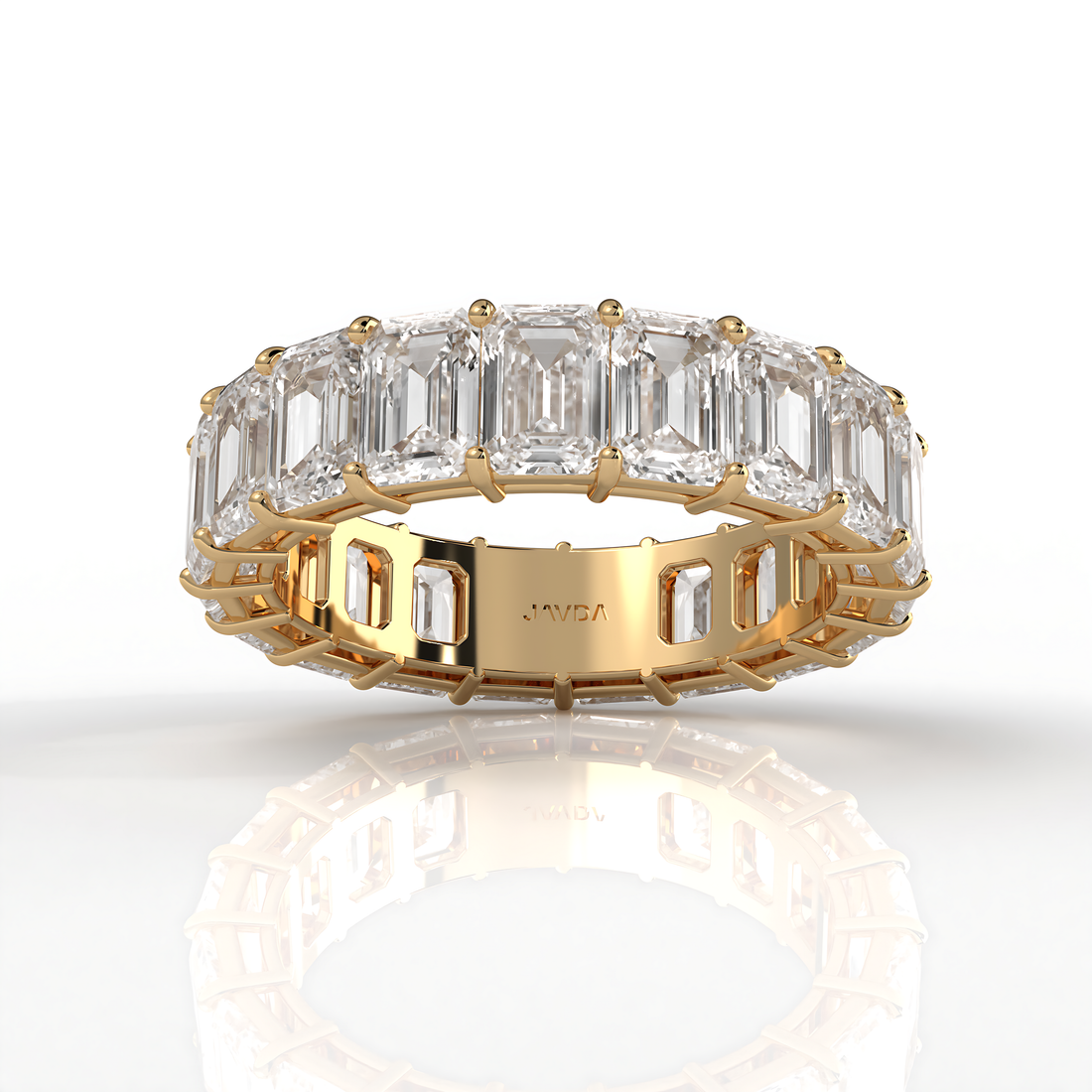 Emerald Lab Diamond Women's Shared Prong Wedding Band 5x3.5 mm 7.6ctw.