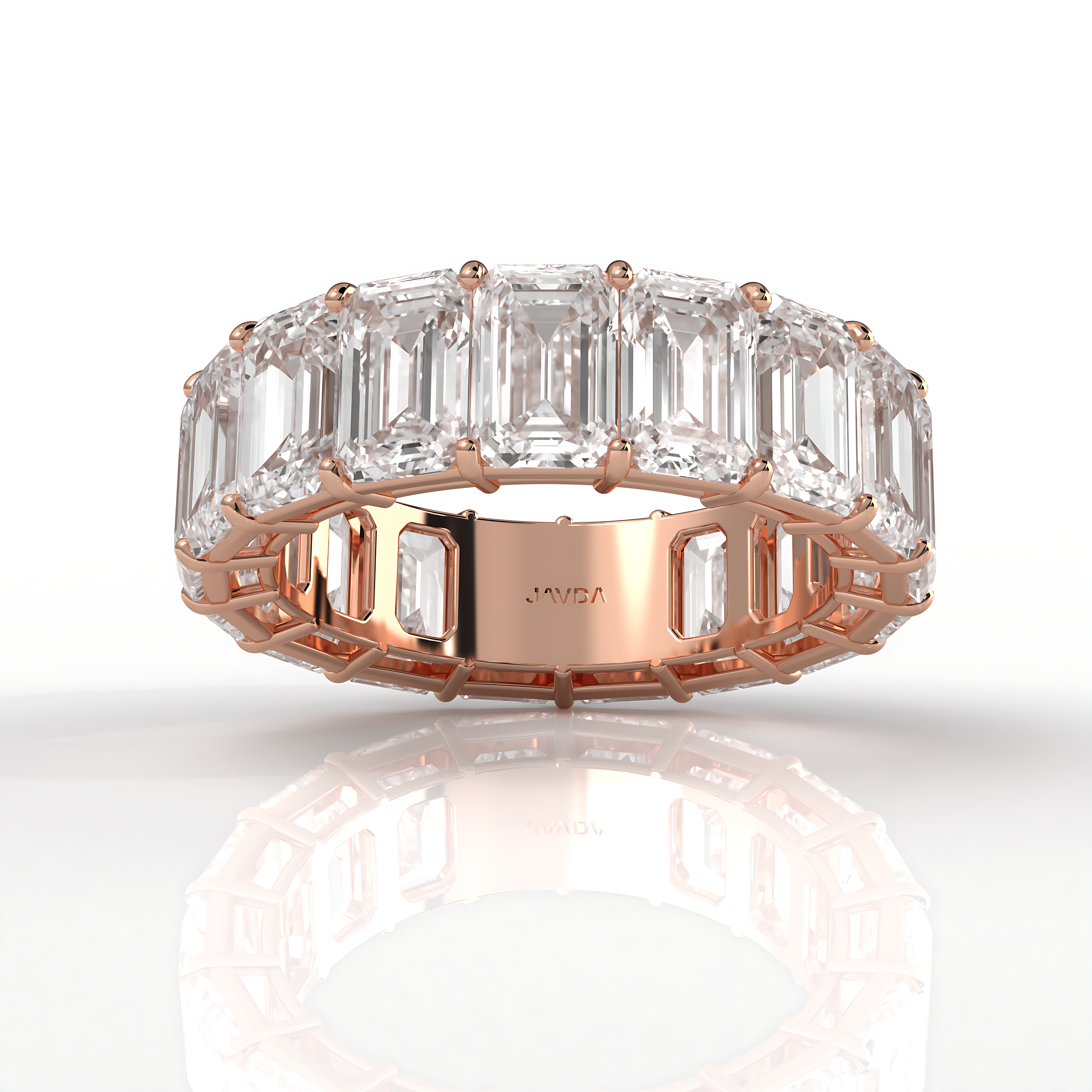 Emerald Lab Diamond Women's Shared Prong Wedding Band 6 mm 11.25ctw.