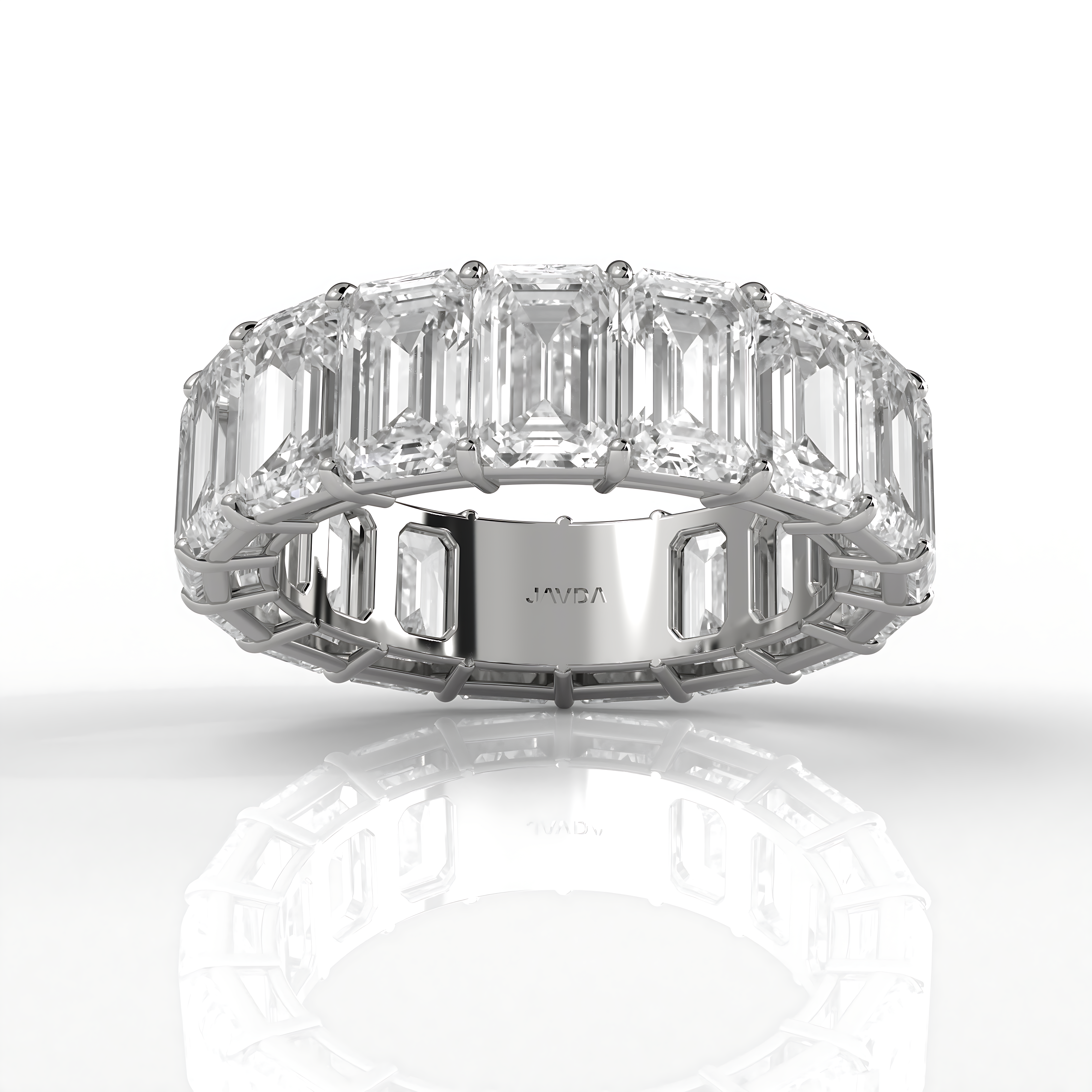 Emerald Lab Diamond Women's Shared Prong Wedding Band 6 mm 11.25ctw.