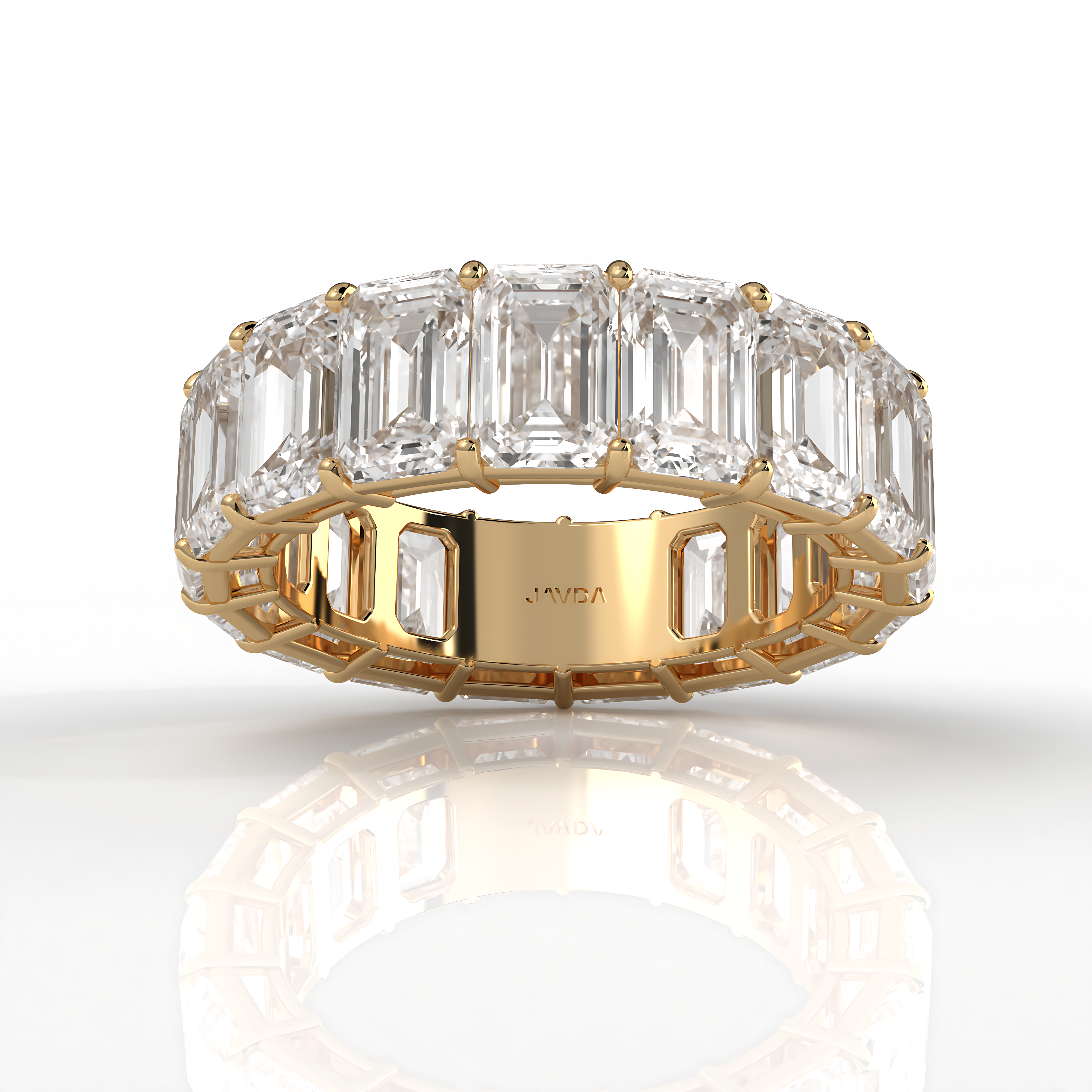 Emerald Lab Diamond Women's Shared Prong Wedding Band 6 mm 11.25ctw.