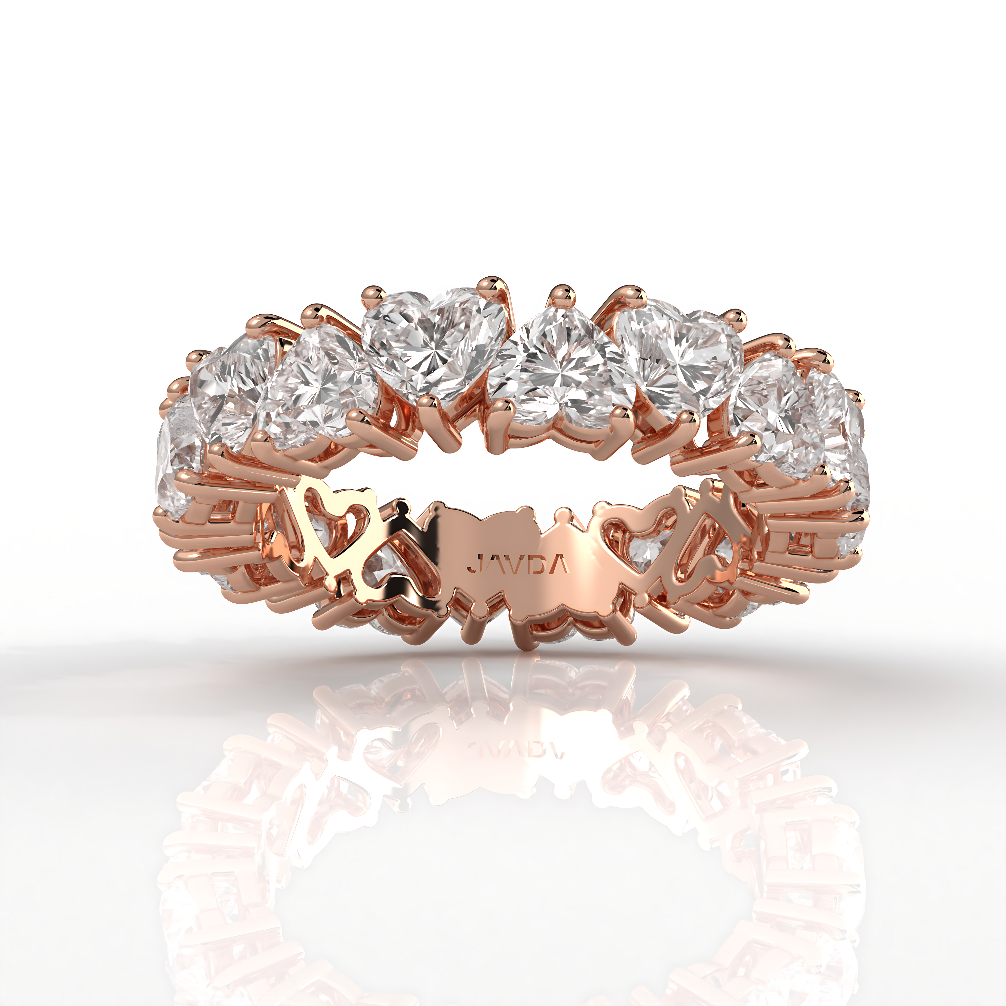 Heart Shared Prong Women's Wedding Band Lab  Diamond 4 mm 4.9ctw.