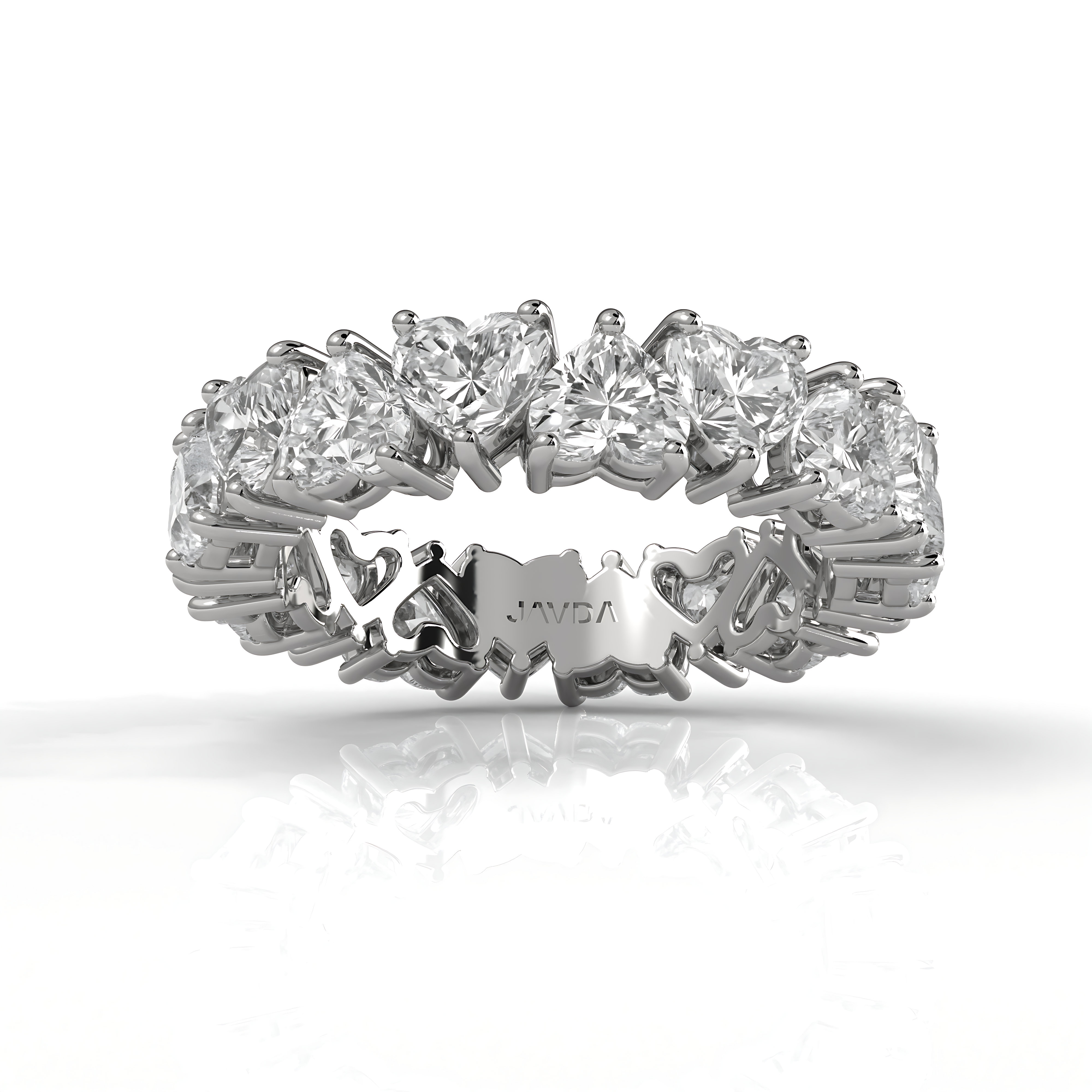 Heart Shared Prong Women's Wedding Band Lab  Diamond 4 mm 4.9ctw.