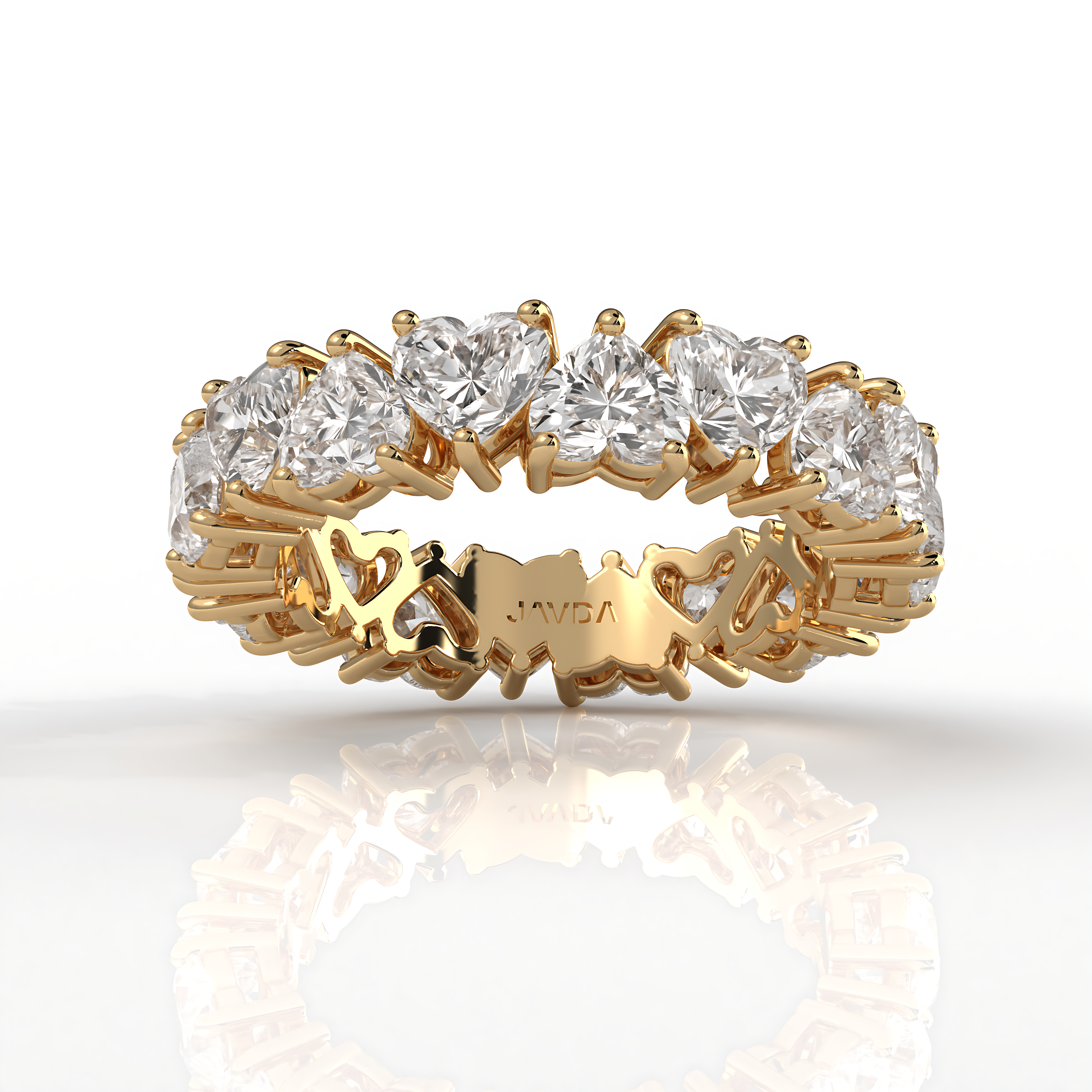 Heart Shared Prong Women's Wedding Band Lab  Diamond 4 mm 4.9ctw.