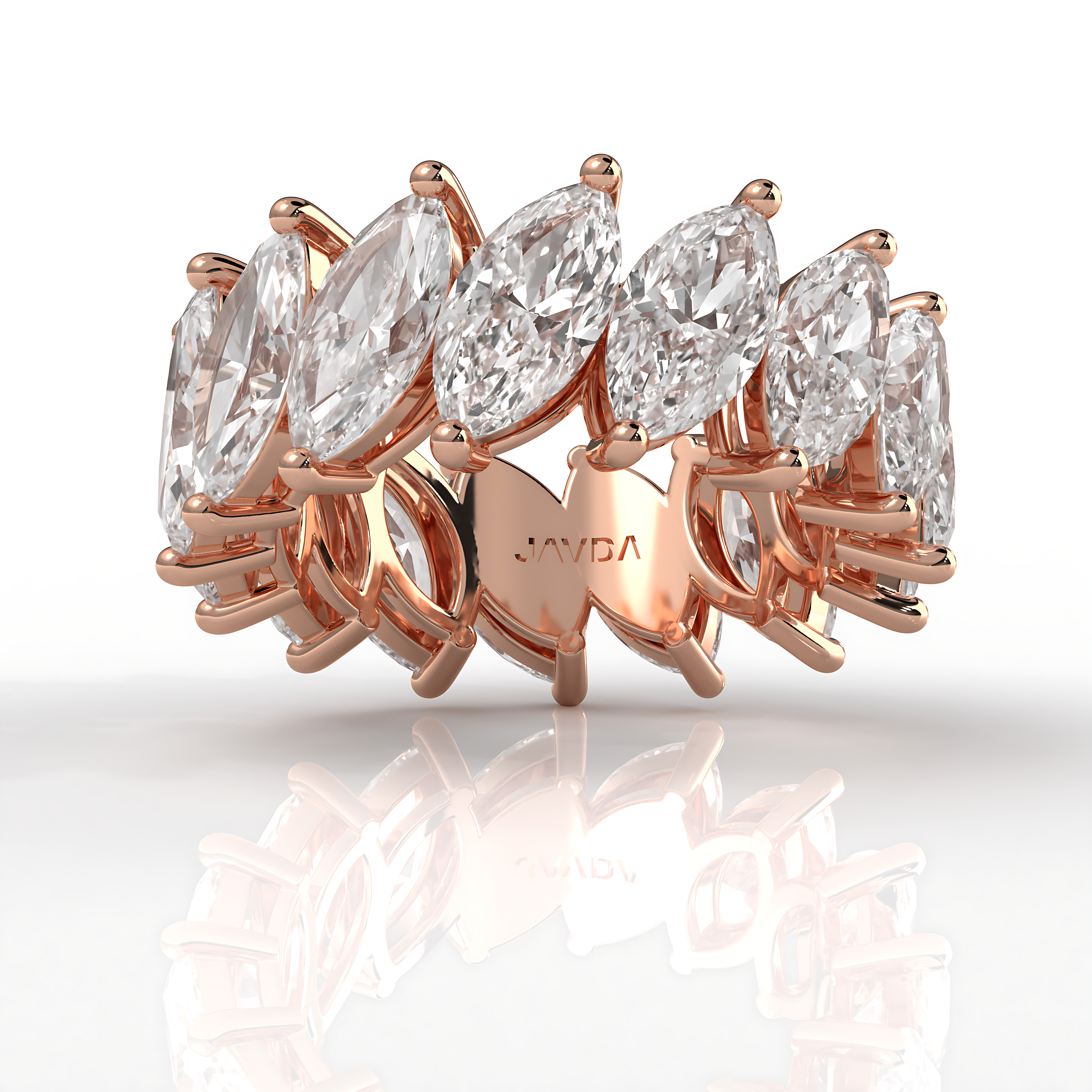 Shared Prong Women's Wedding Band Marquise Lab Diamond 9 mm 8.4ctw.