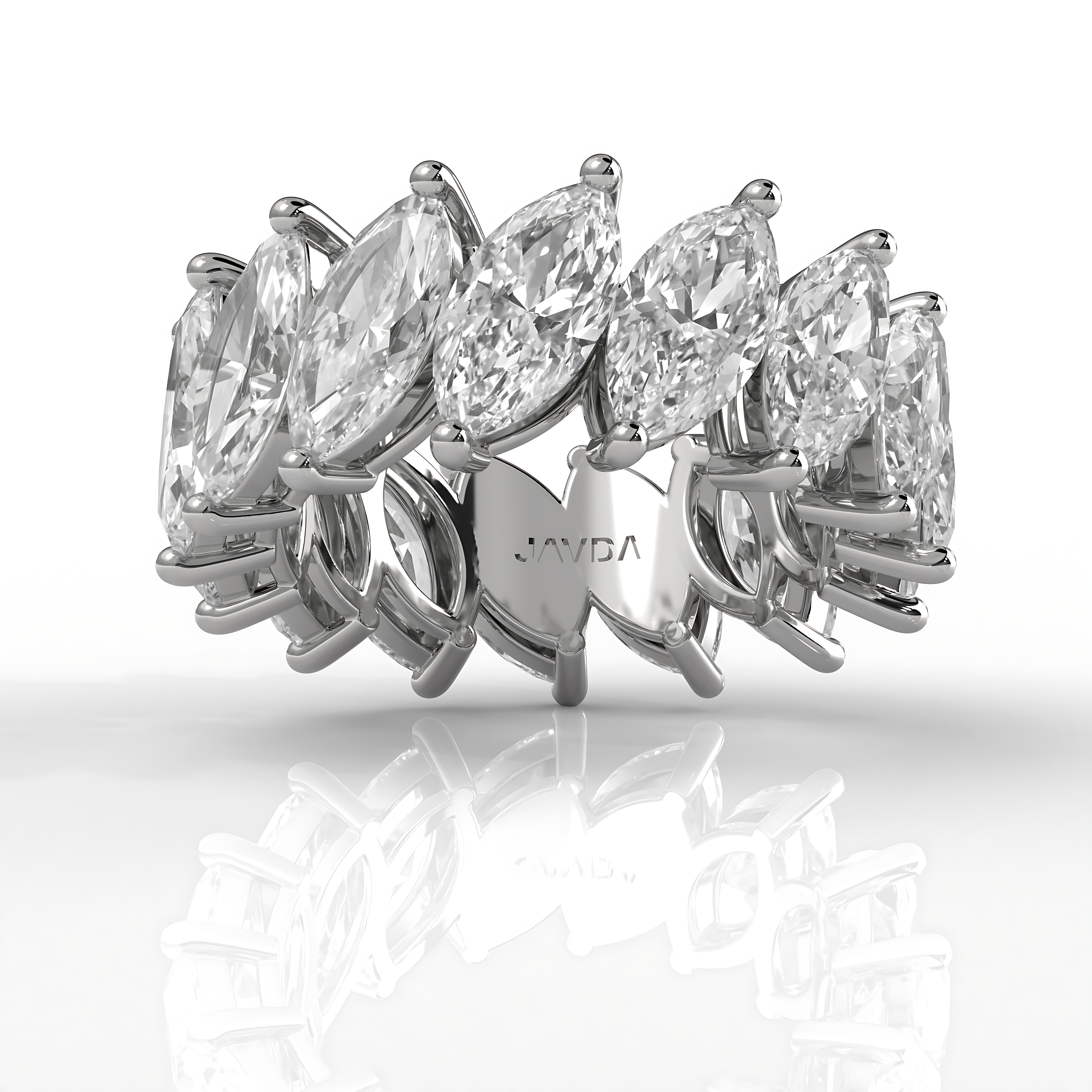 Shared Prong Women's Wedding Band Marquise Lab Diamond 9 mm 8.4ctw.