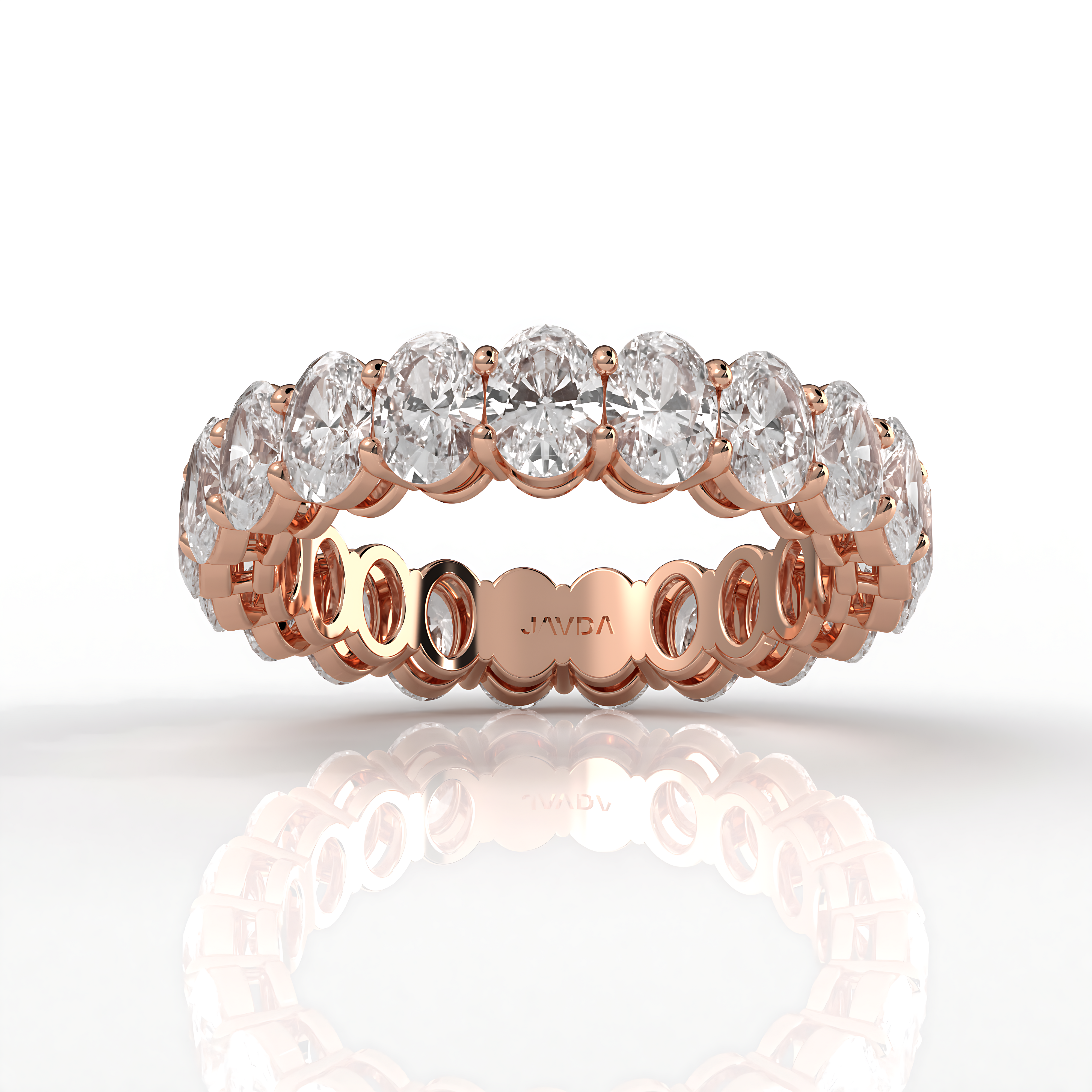 Oval Lab Diamond Women's Shared Prong Wedding Band 4.5X 3.25mm 4ctw.