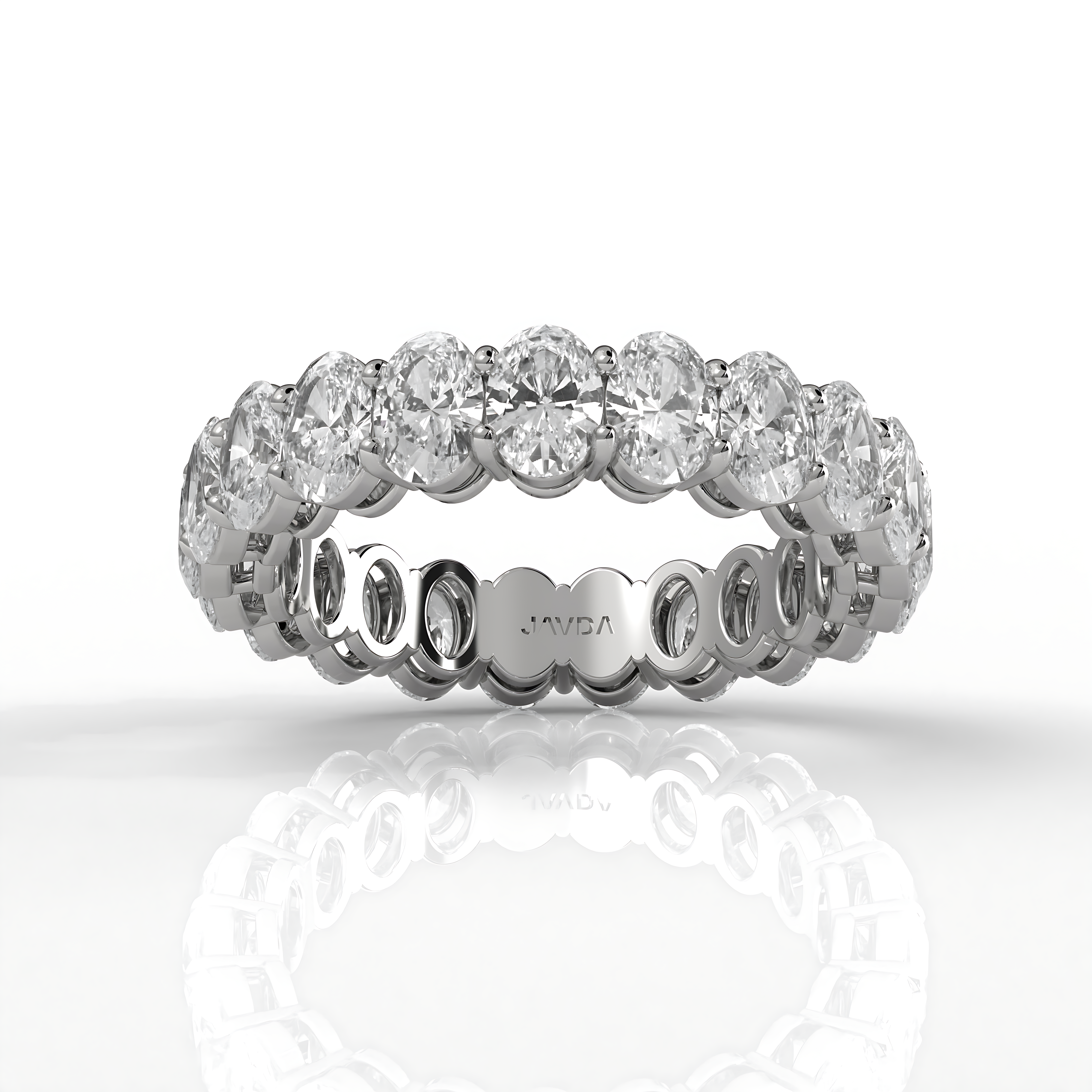 Oval Lab Diamond Women's Shared Prong Wedding Band 4.5X 3.25mm 4ctw.