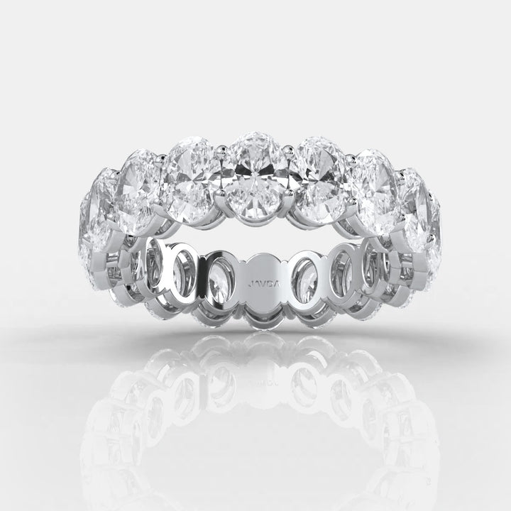 Oval Lab Grown Diamond Women's Eternity Shared Prong Wedding Band 5.95 Ctw.