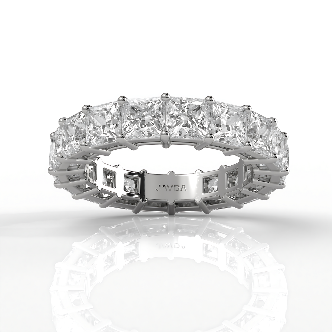 Princess Lab Diamond Women's Shared Prong Wedding Band 4 mm 6.5ctw.