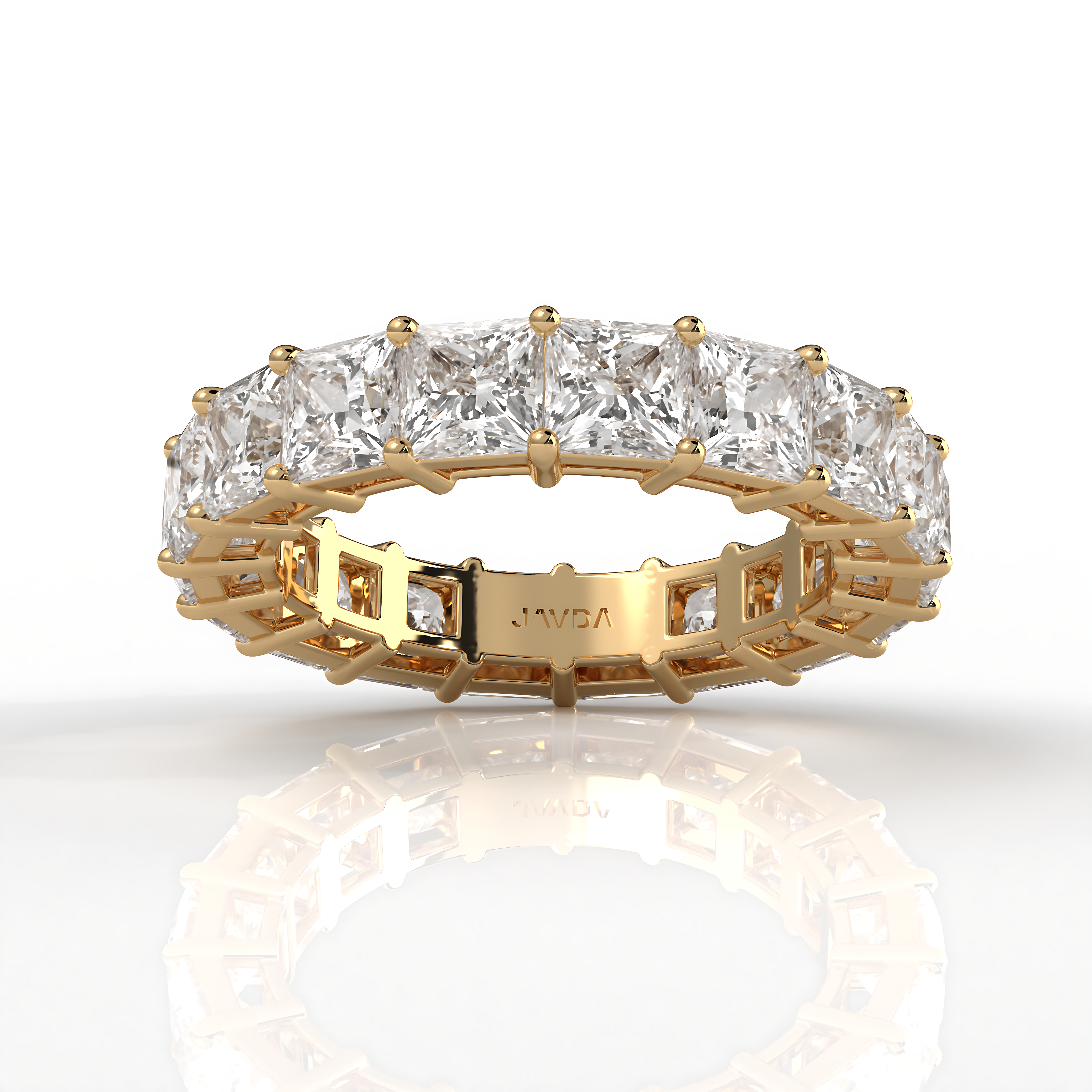 Princess Lab Diamond Women's Shared Prong Wedding Band 4 mm 6.5ctw.