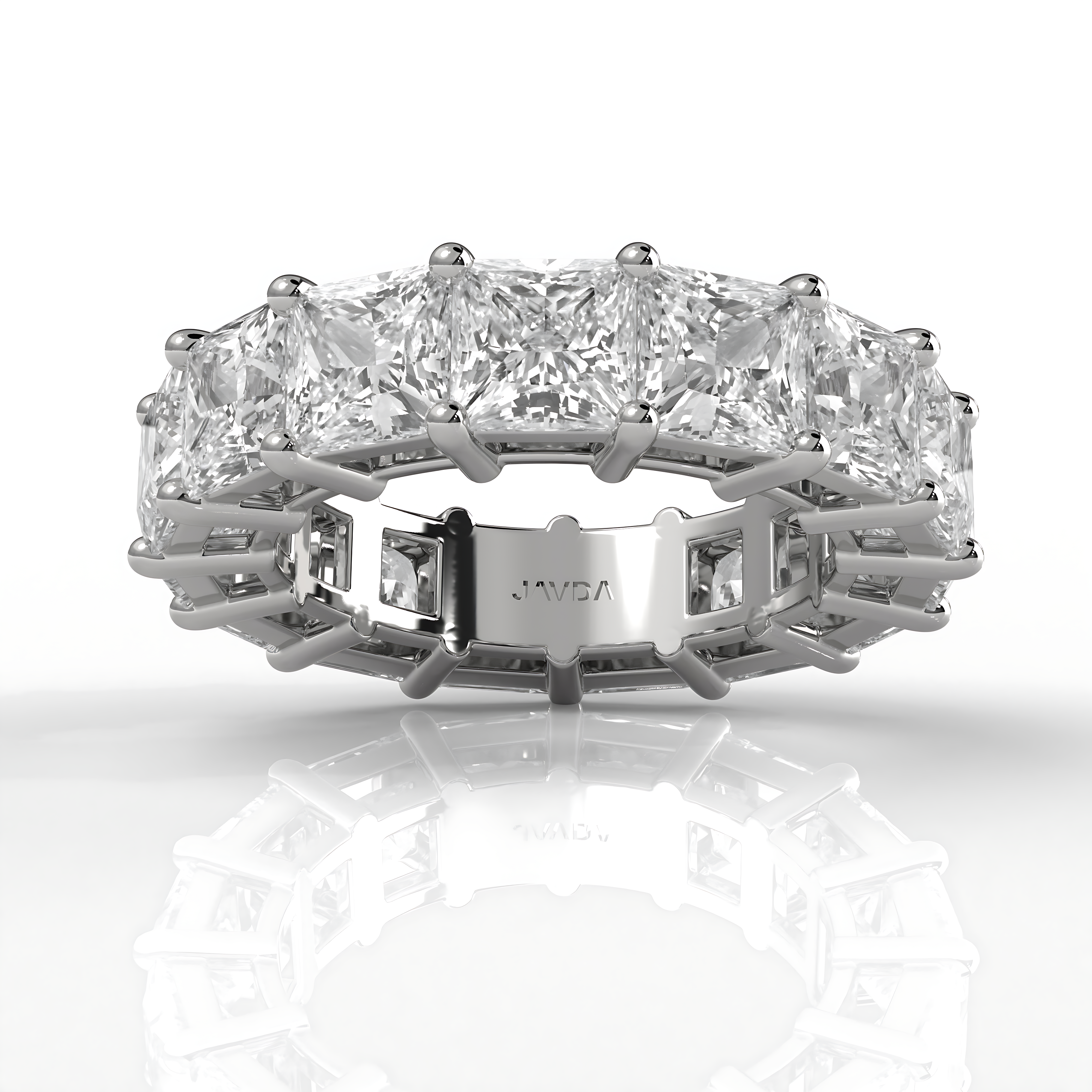 Shared Prong Women's Princess Lab Diamond Eternity Wedding Band 5 mm 11.25ctw.