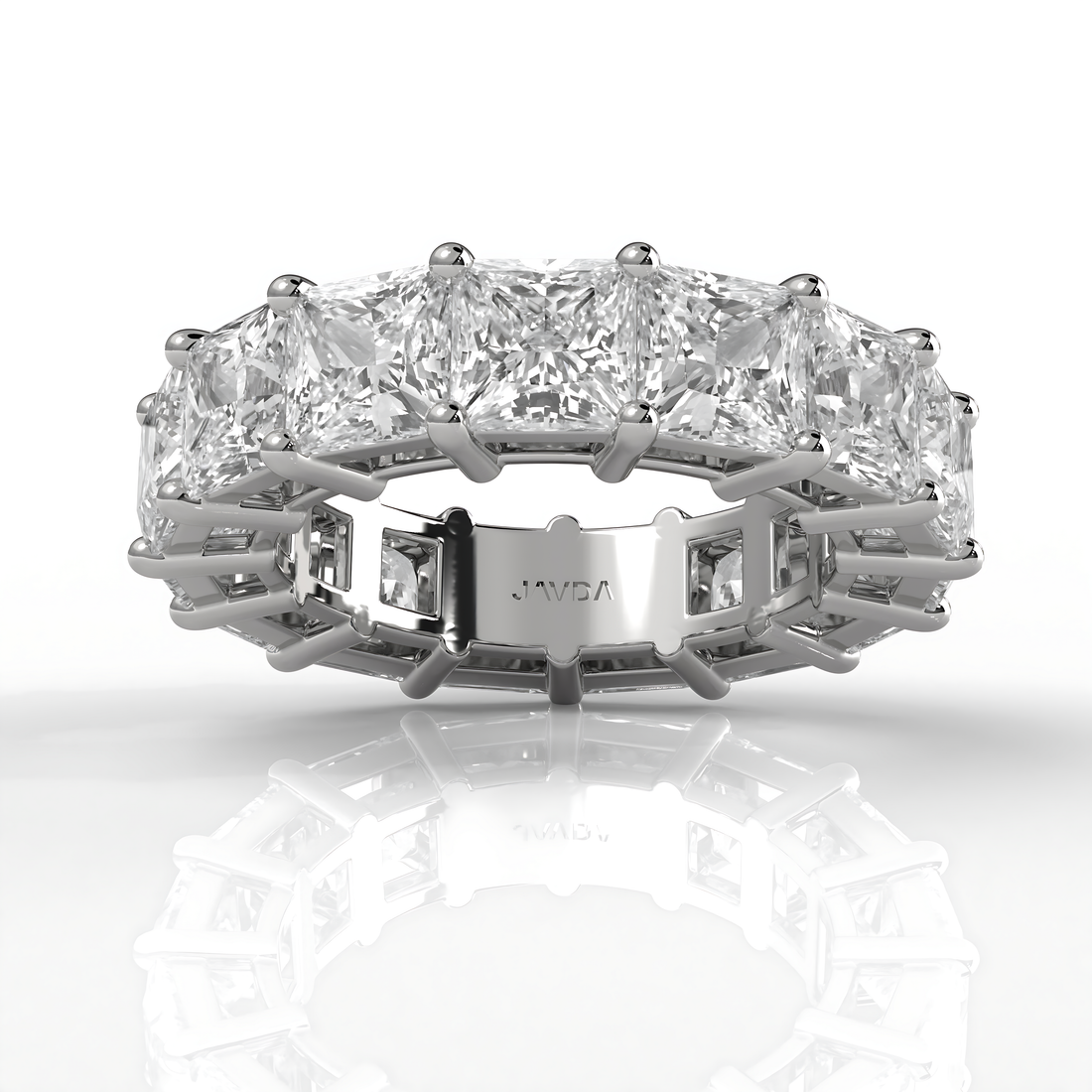 Shared Prong Women's Princess Lab Diamond Eternity Wedding Band 5 mm 11.25ctw.