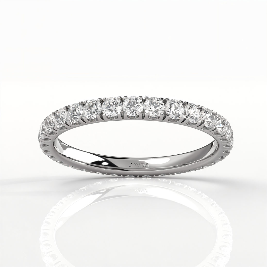 U Cut Prong Basket Set Round Lab Diamond Women's Wedding Band 2 mm 1ctw.