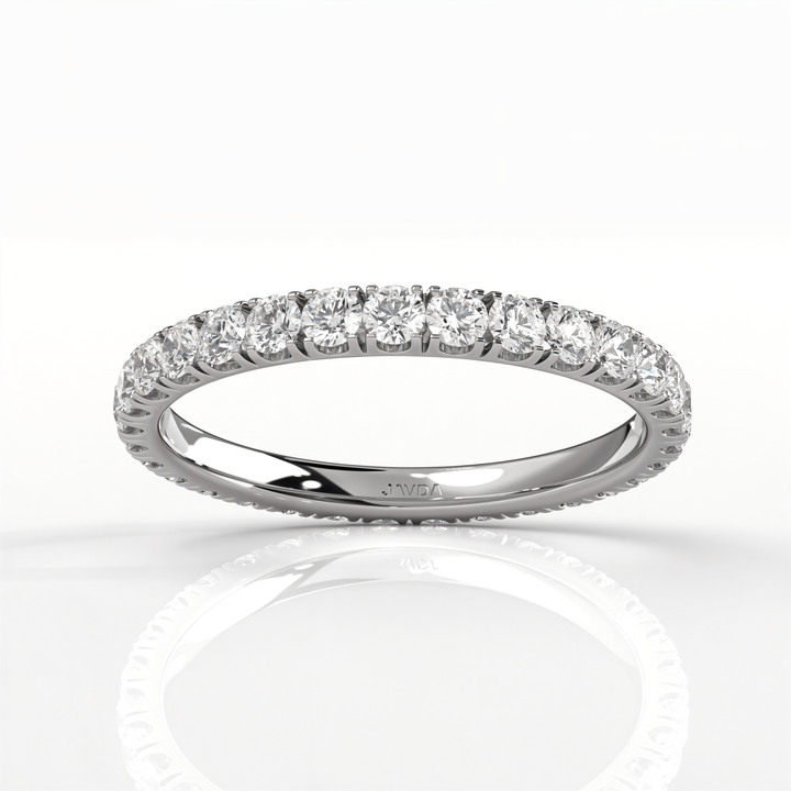 U Cut Prong Basket Set Round Lab Diamond Women's Wedding Band 2 mm 1ctw.