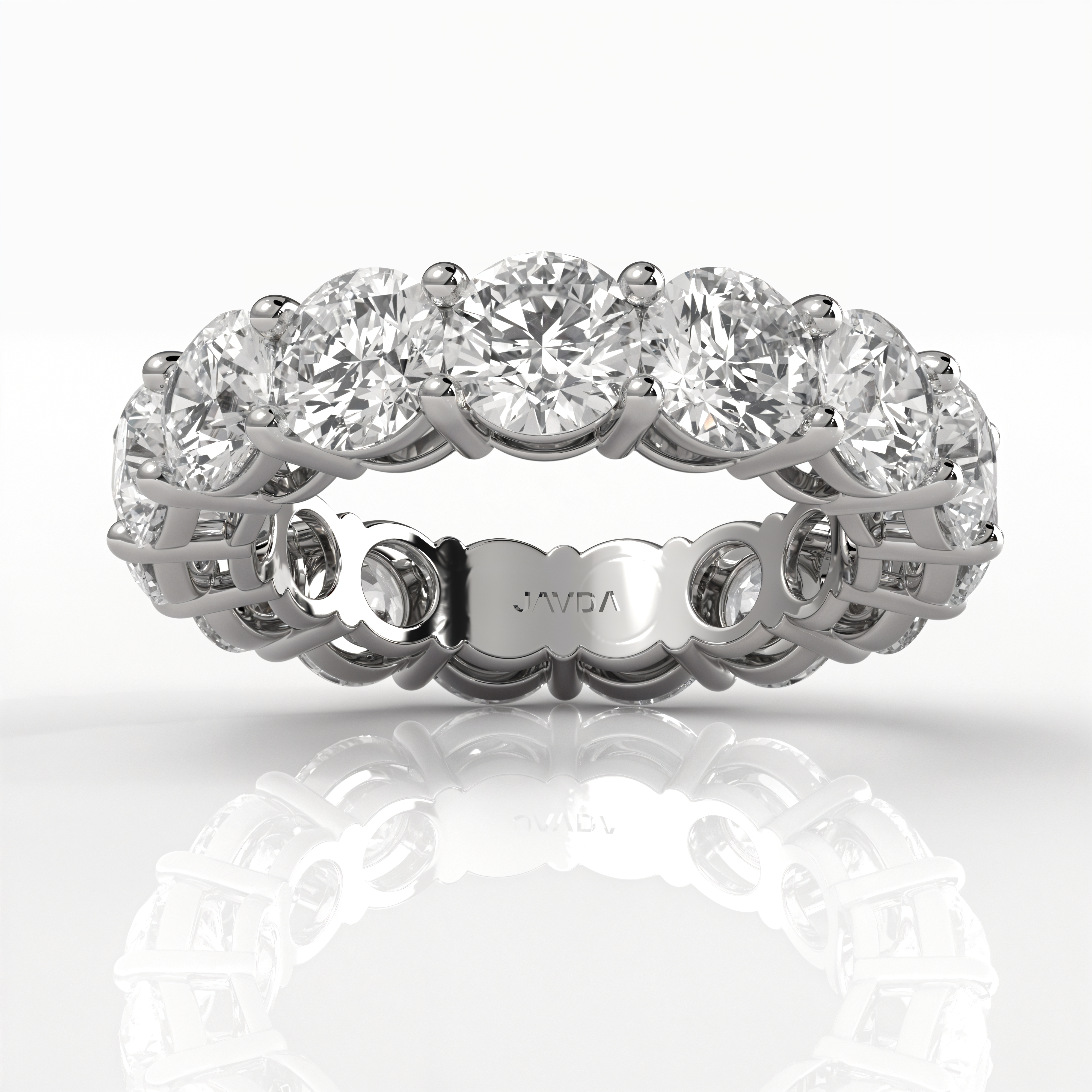 Round Lab Diamond Prong Set Women's Eternity Wedding Band 5 mm 6.25ctw.