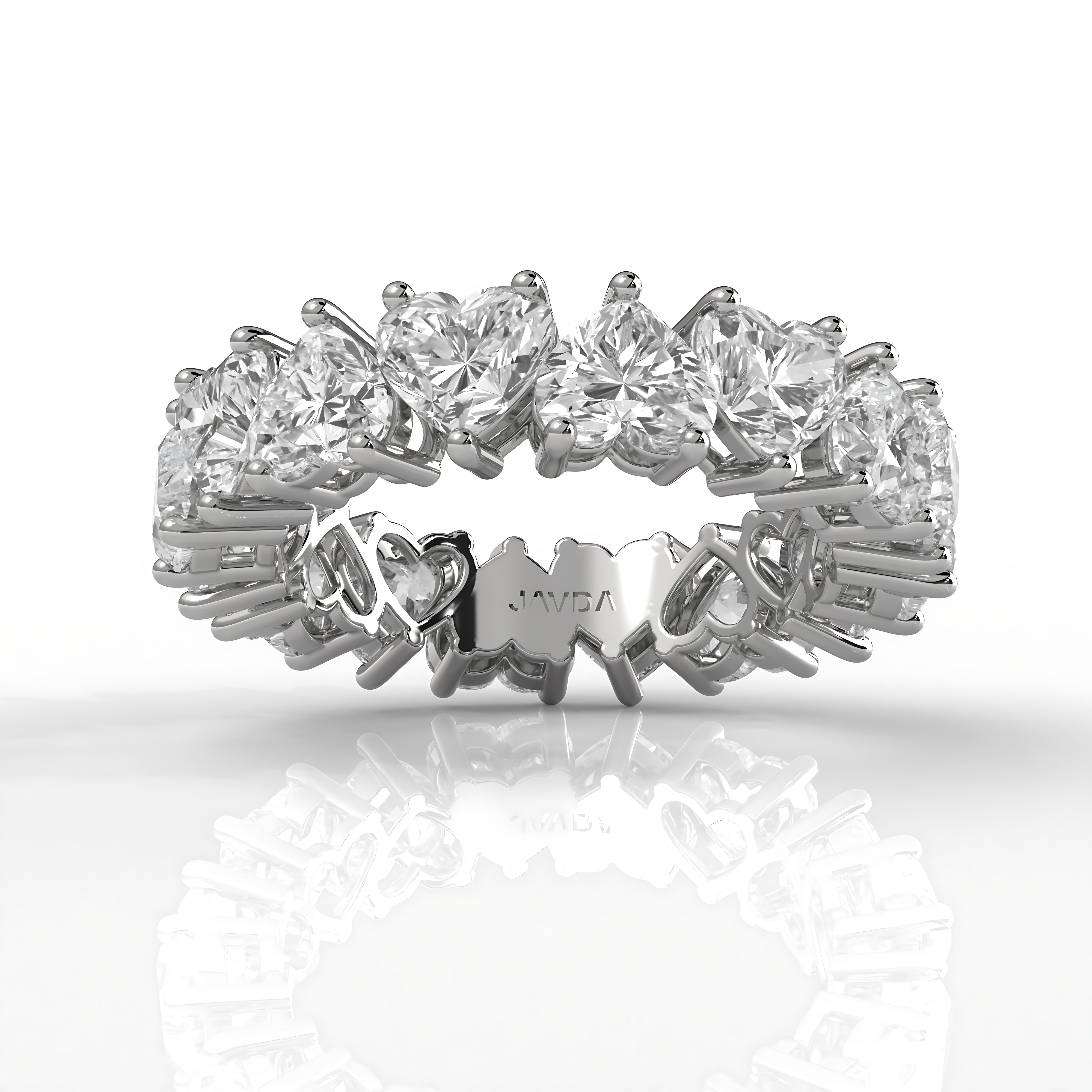 Prong Set Women's Eternity Heart Wedding Band Lab Diamond 4.5 mm 6.25ctw.