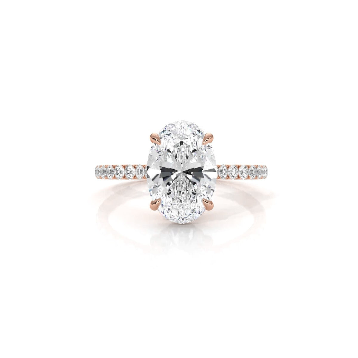 U Pave Hidden Halo Oval Diamond Engagement Ring 14k White Gold 2.39 Ctw.