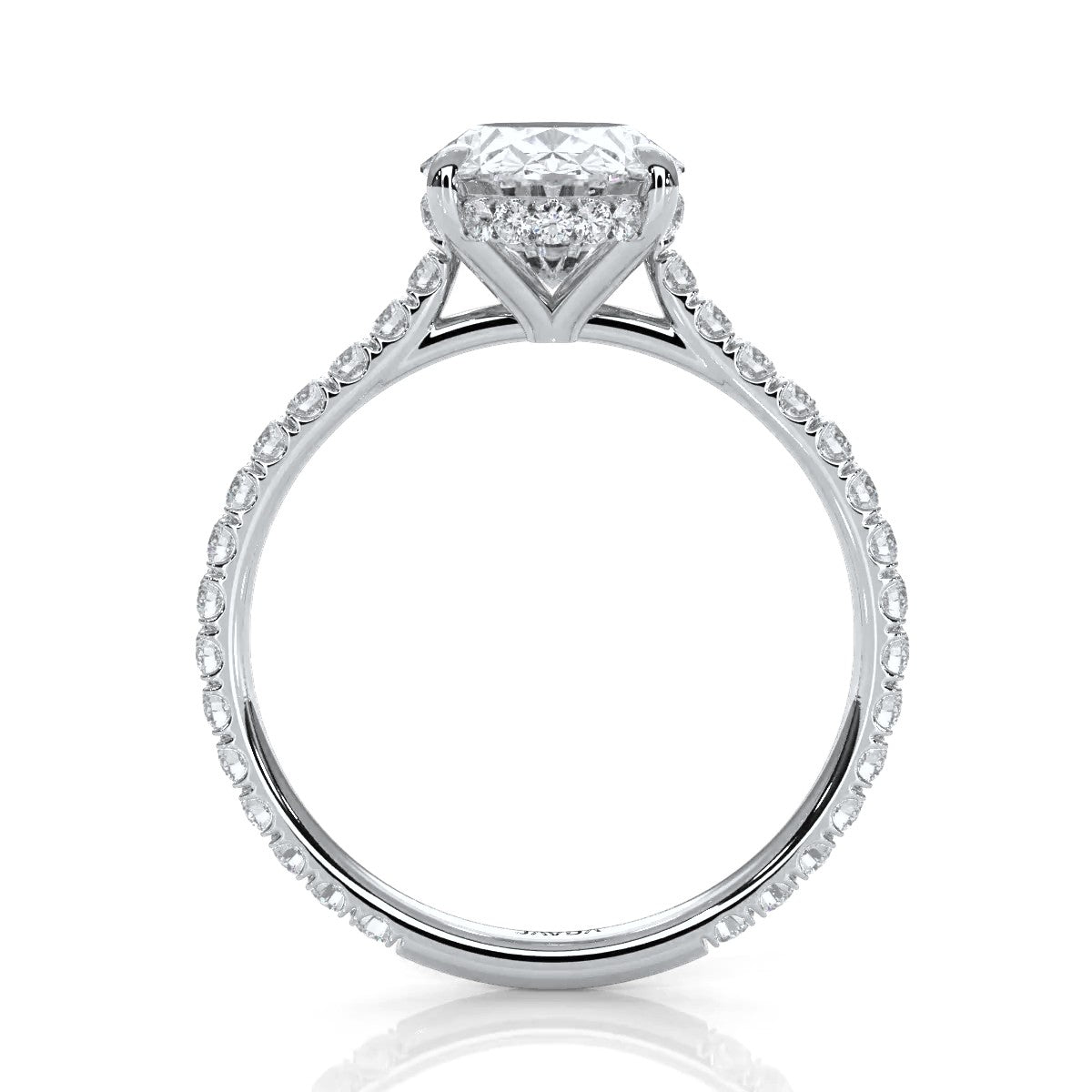 U Pave Hidden Halo Oval Diamond Engagement Ring 14k White Gold 2.39 Ctw.