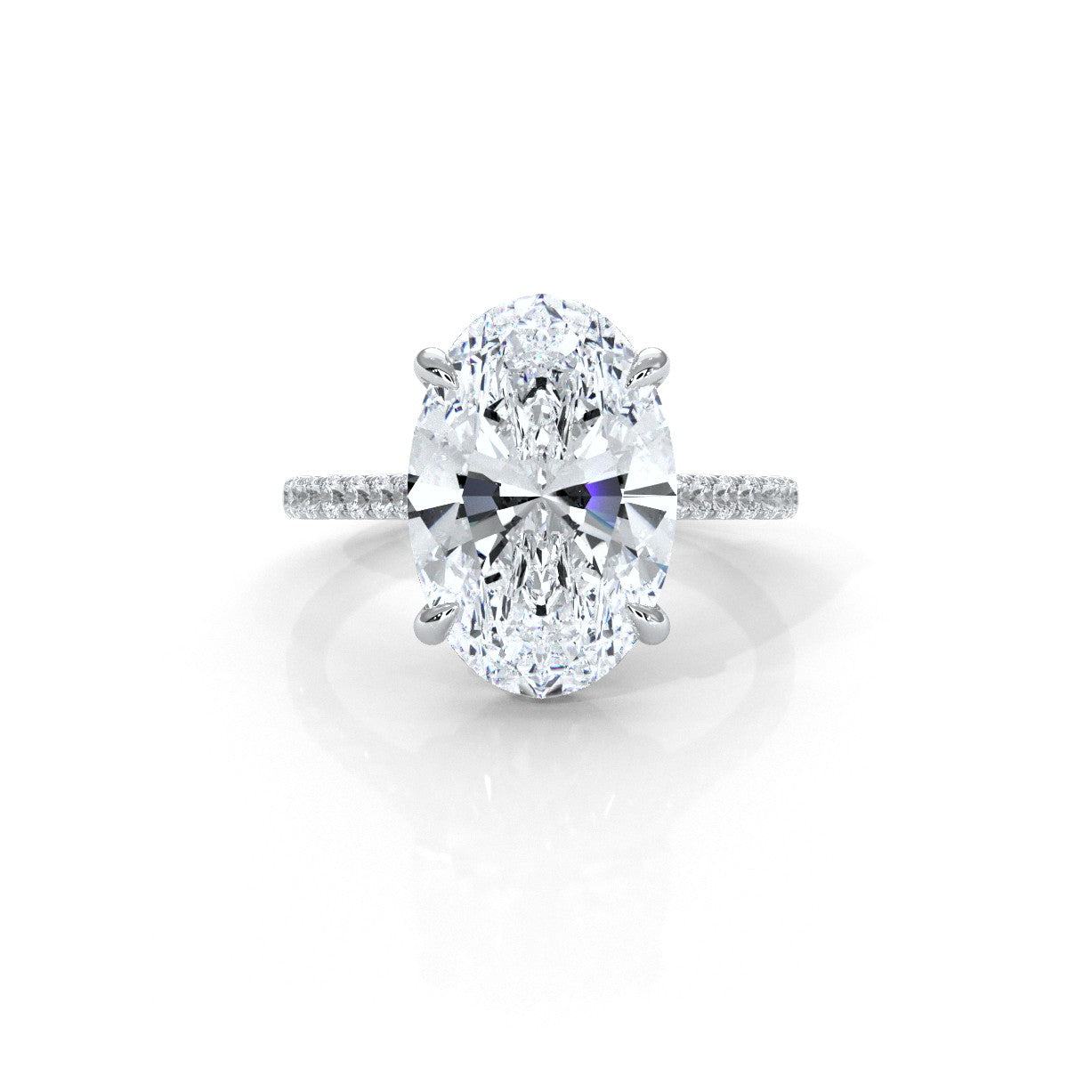 U Pave Hidden Halo Oval Diamond Engagement Ring 14k White Gold 2.39 Ctw.