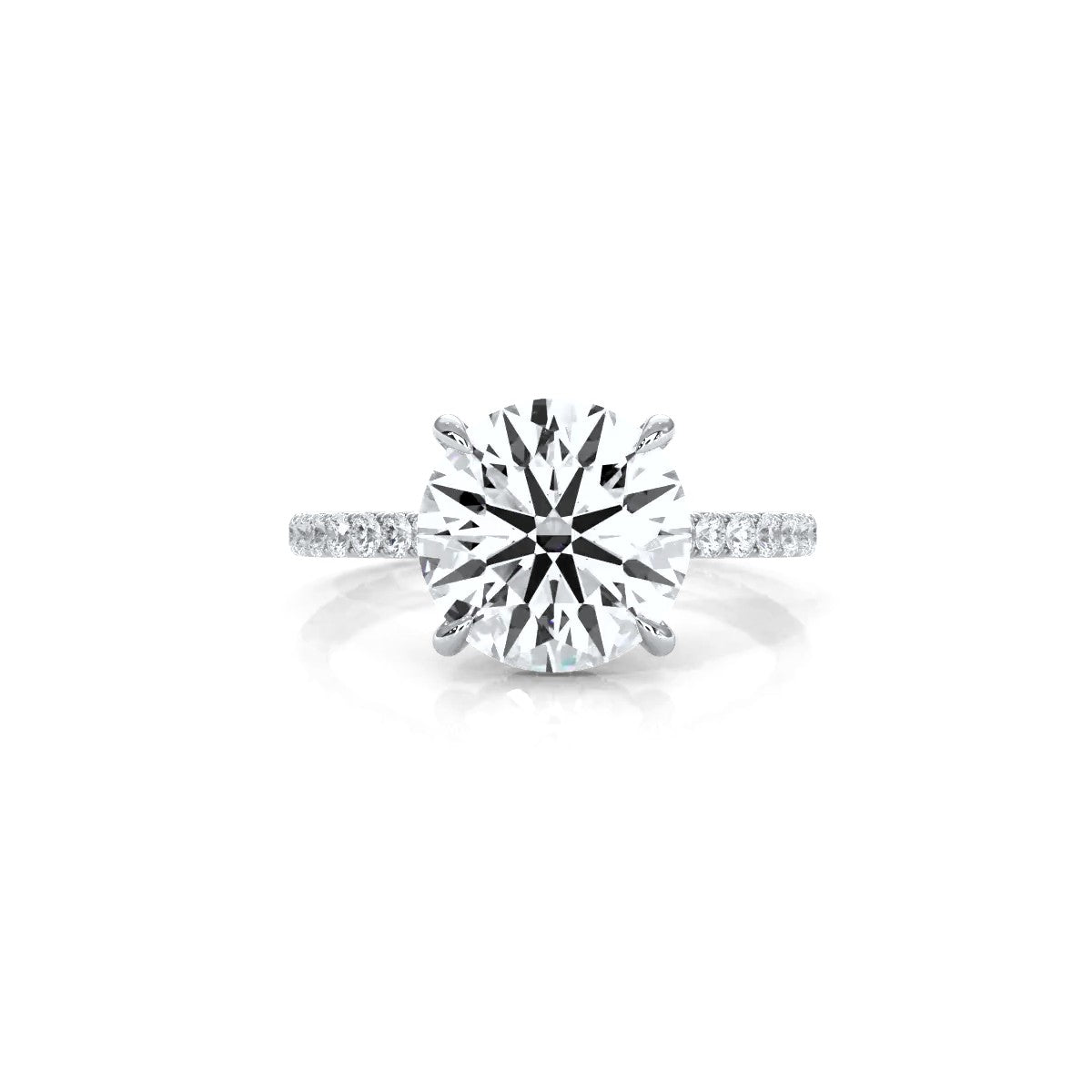 U Pave Hidden Halo Round Diamond Engagement Ring 14k White Gold 2.51 Ctw.