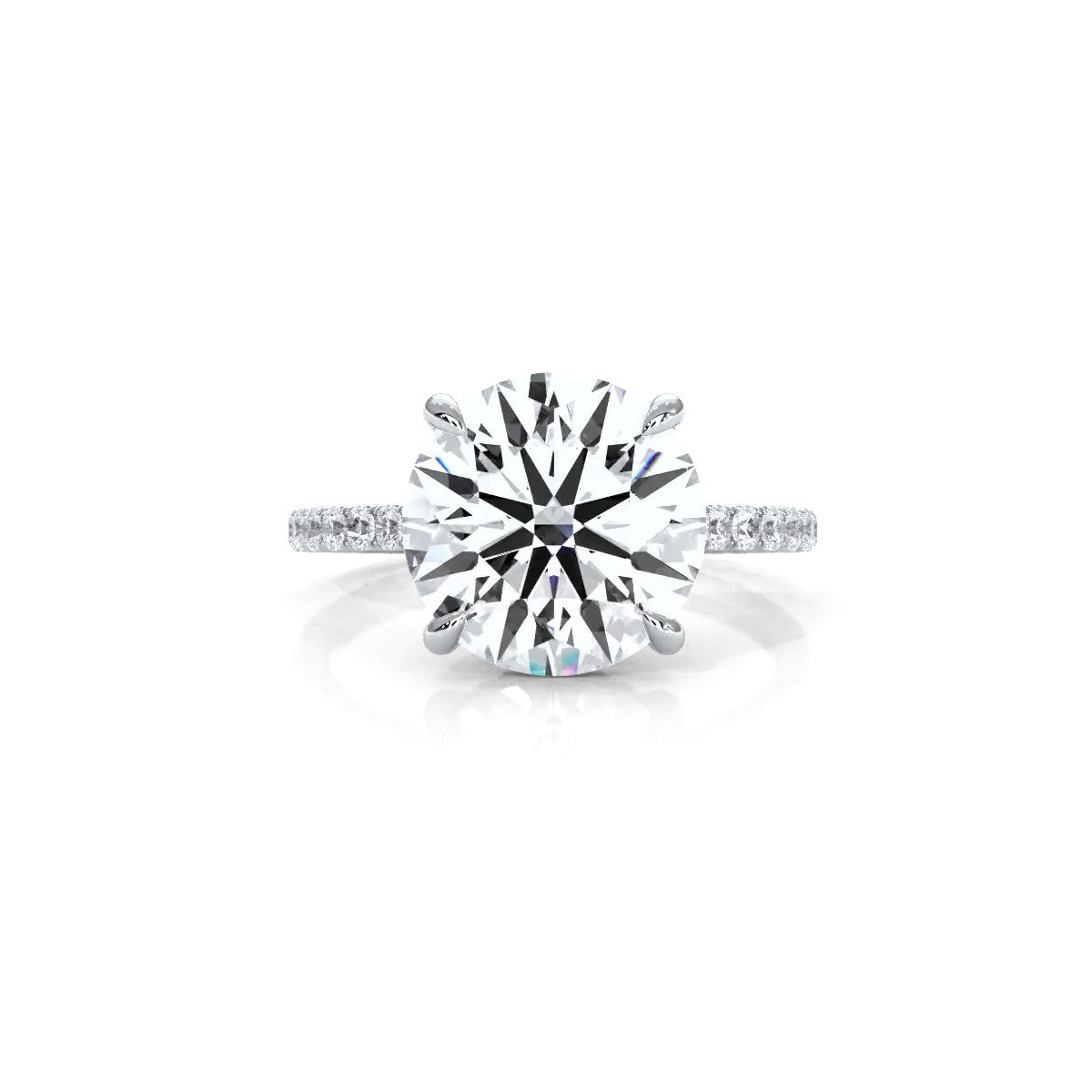 U Pave Hidden Halo Round Diamond Engagement Ring 14k White Gold 2.51 Ctw.