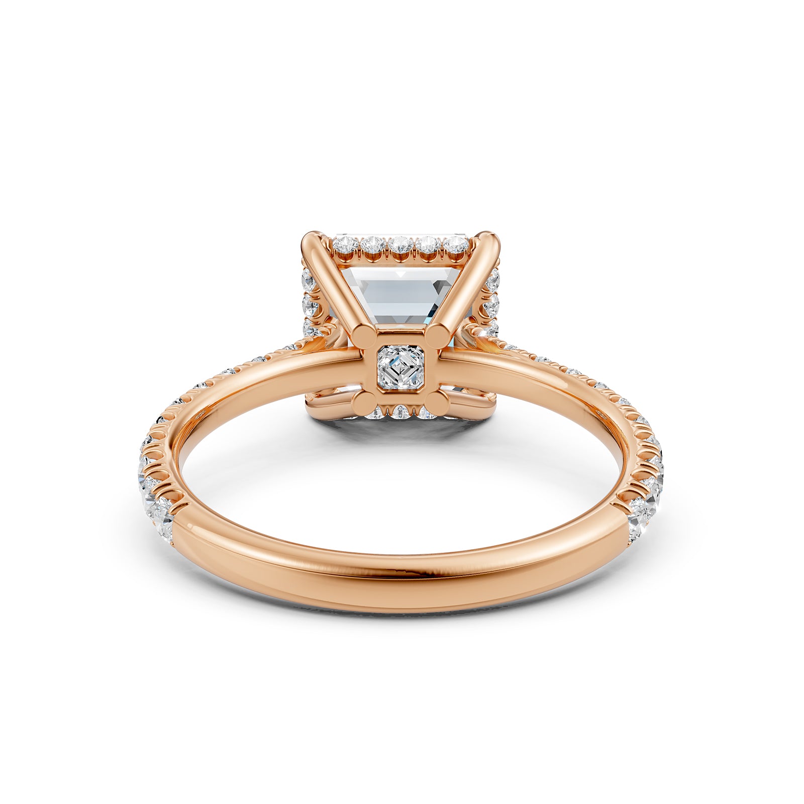 French U Pave Set Hidden Halo Lab Grown Diamond Engagement Ring IGI Certified 3.52 Ctw.