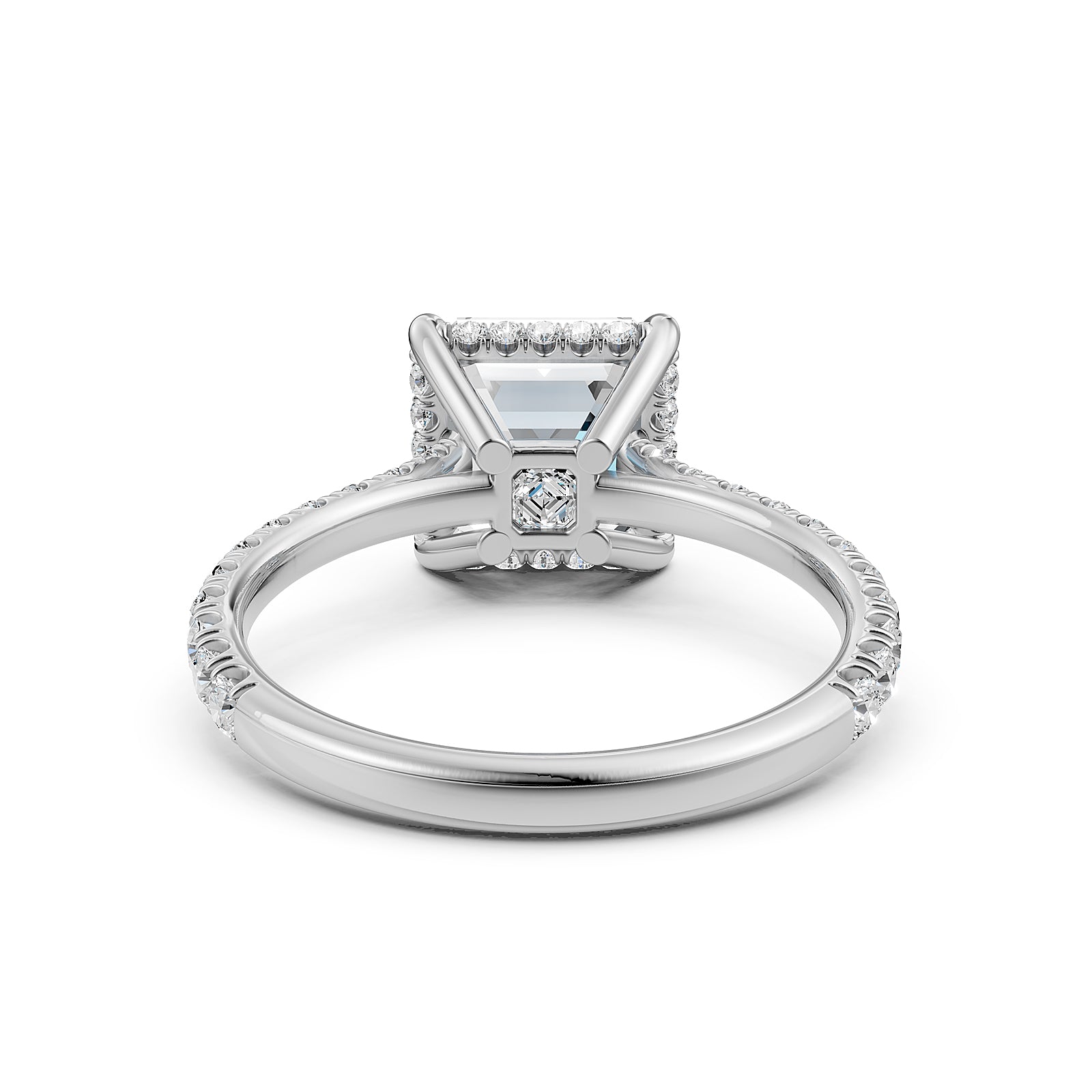 French U Pave Set Hidden Halo Lab Grown Diamond Engagement Ring IGI Certified 3.52 Ctw.