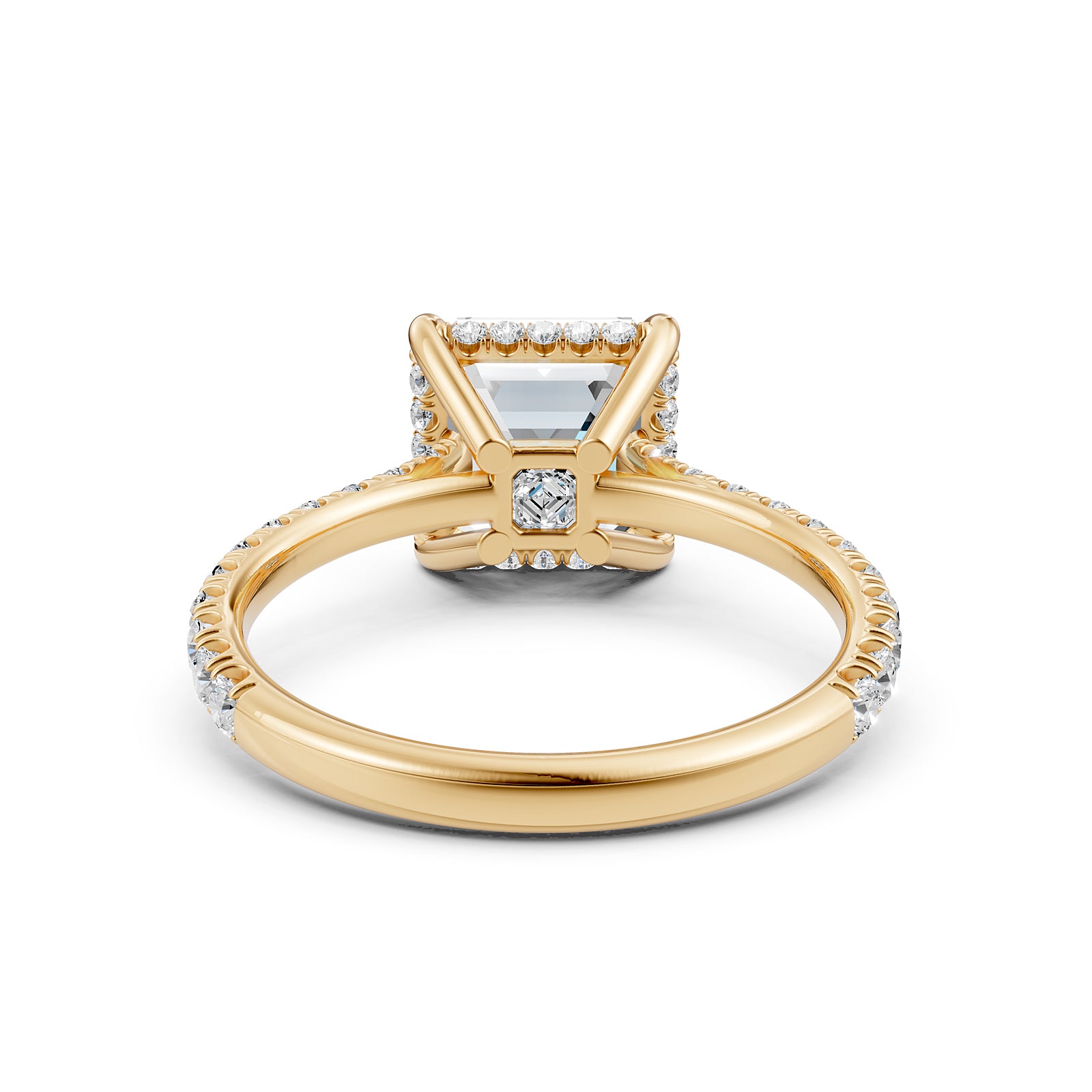 French U Pave Set Hidden Halo Lab Grown Diamond Engagement Ring IGI Certified 3.52 Ctw.