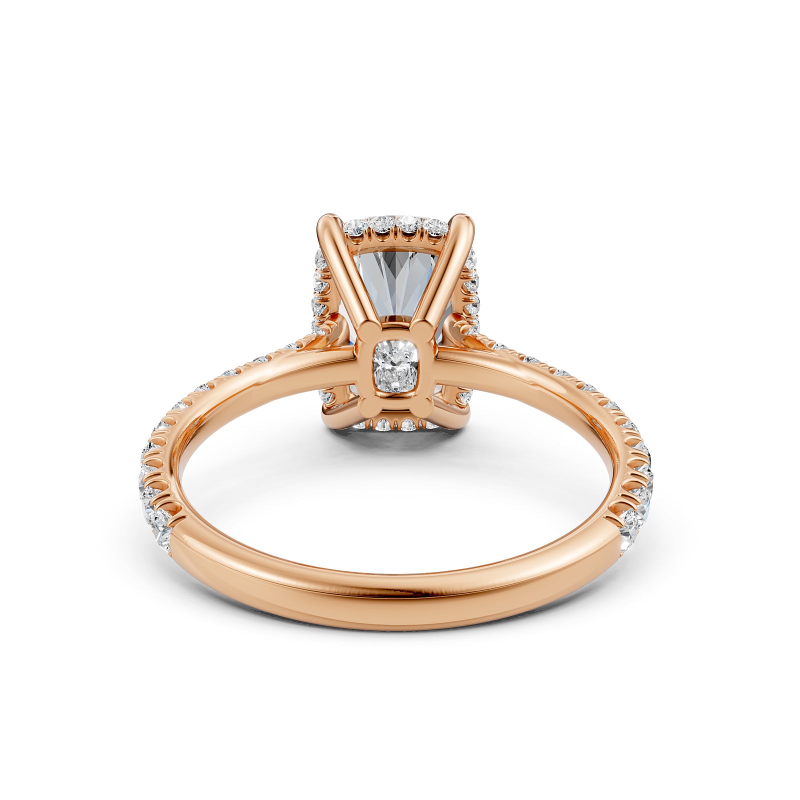 French U Pave Set Hidden Halo Lab Grown Diamond Engagement Ring IGI Certified 3.52 Ctw.