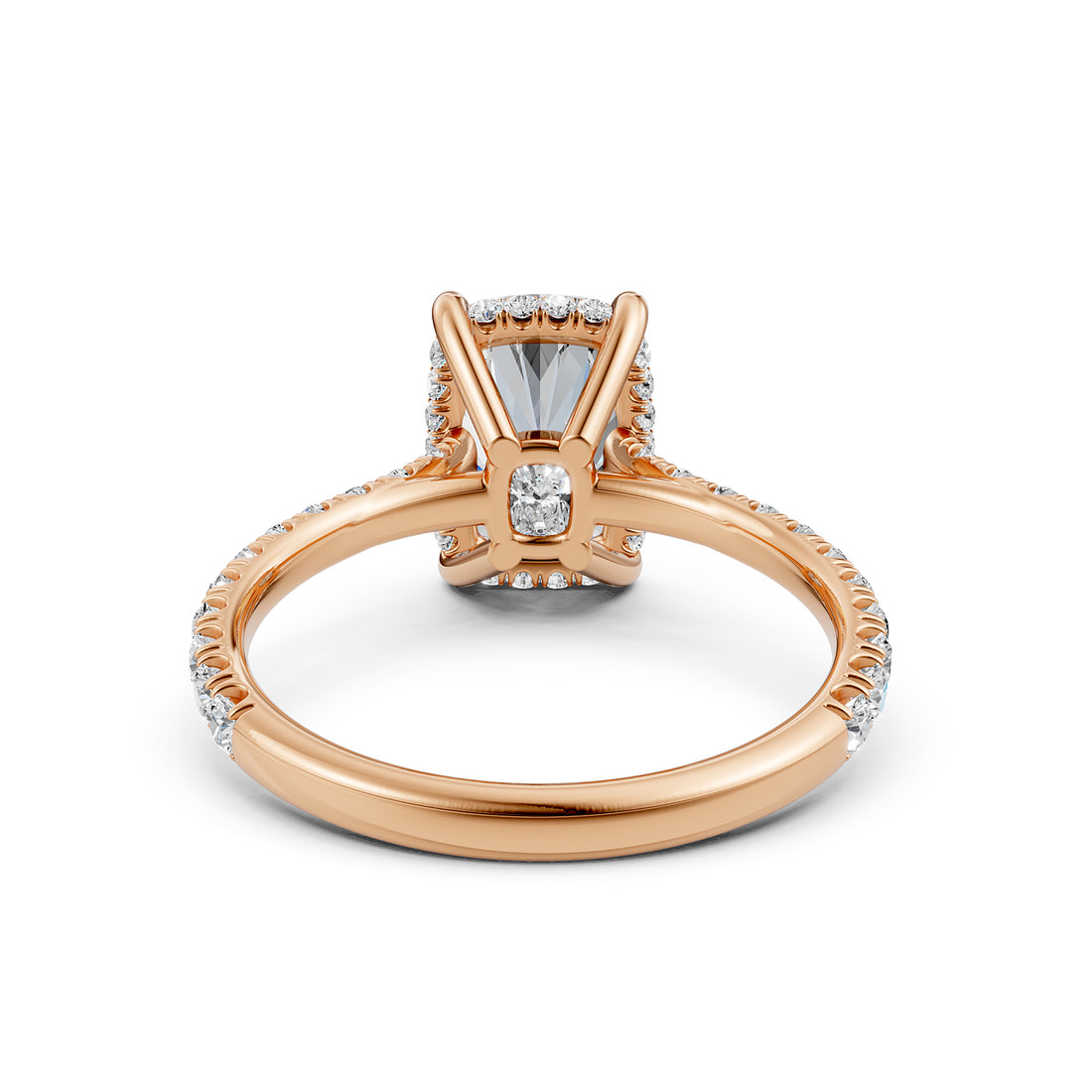 French U Pave Set Hidden Halo Lab Grown Diamond Engagement Ring IGI Certified 3.52 Ctw.