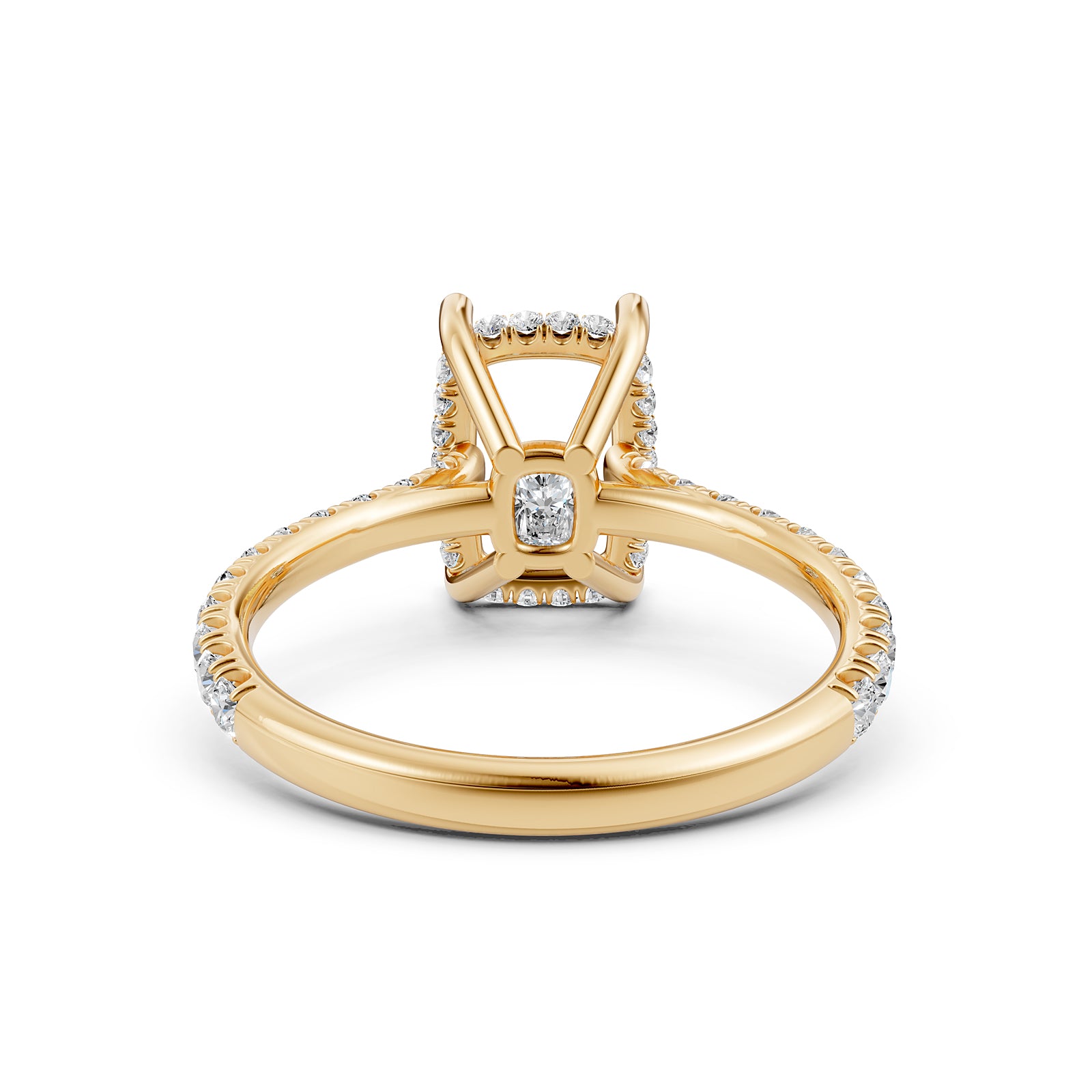 French U Pave Set Hidden Halo Lab Grown Diamond Semi Mount Engagement Ring 0.52 Ct.