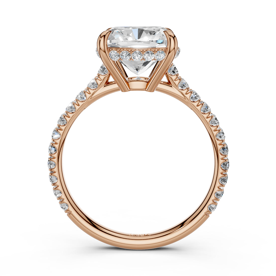 French U Pave Set Hidden Halo Lab Grown Diamond Engagement Ring IGI Certified 3.52 Ctw.