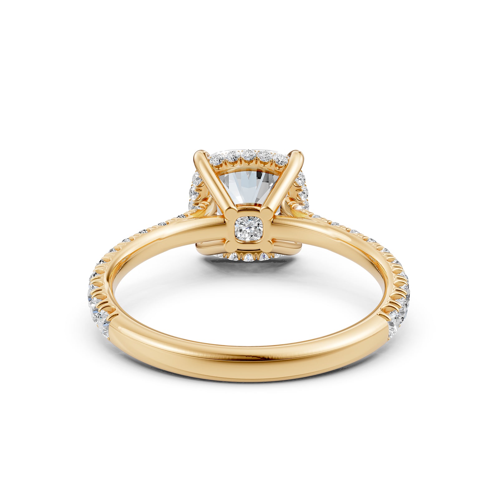 French U Pave Set Hidden Halo Lab Grown Diamond Engagement Ring IGI Certified 3.52 Ctw.