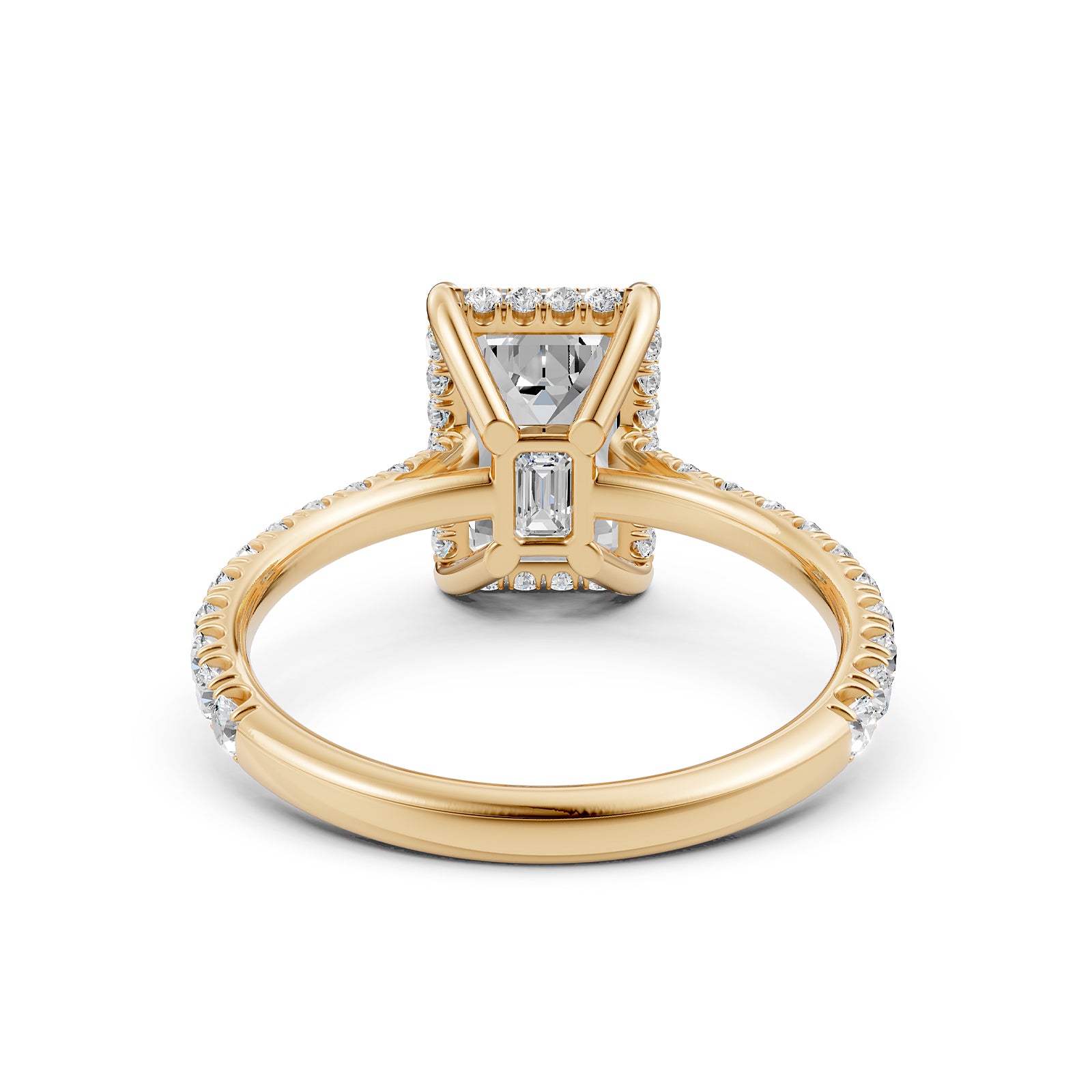 French U Pave Set Hidden Halo Lab Grown Diamond Engagement Ring IGI Certified 3.52 Ctw.