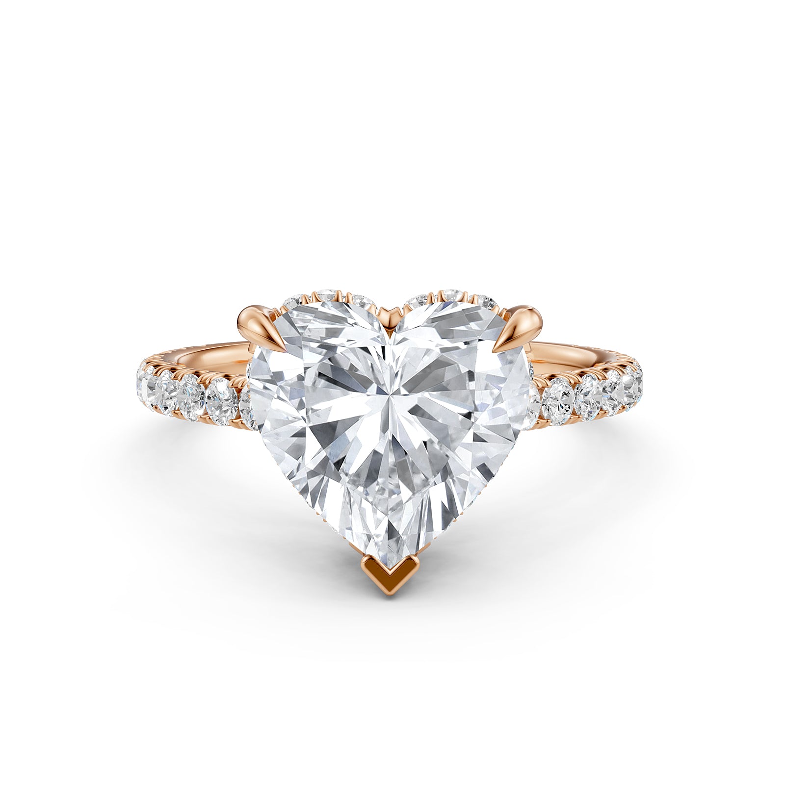 French U Pave Set Hidden Halo Lab Grown Diamond Engagement Ring IGI Certified 3.52 Ctw.