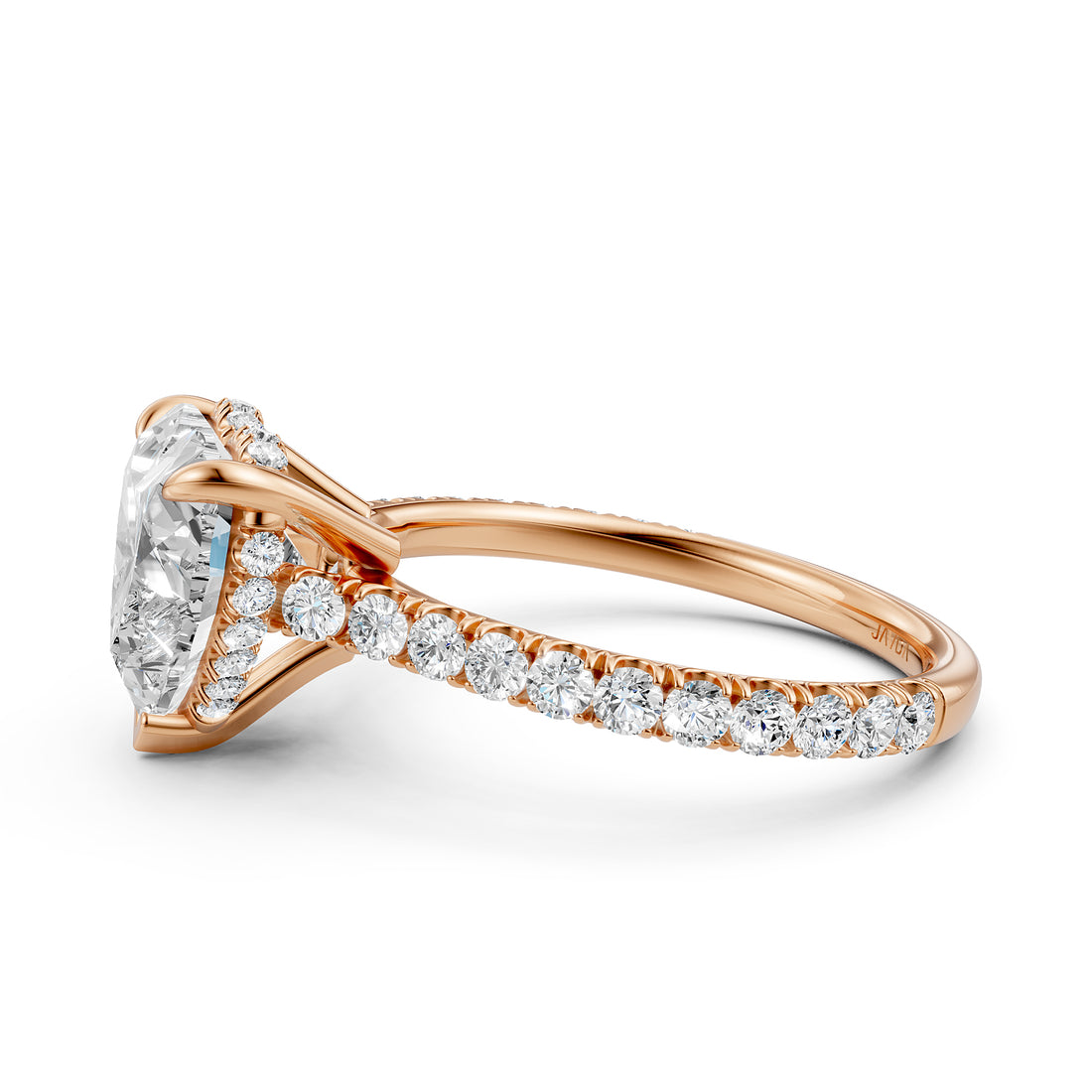 French U Pave Set Hidden Halo Lab Grown Diamond Engagement Ring IGI Certified 3.52 Ctw.