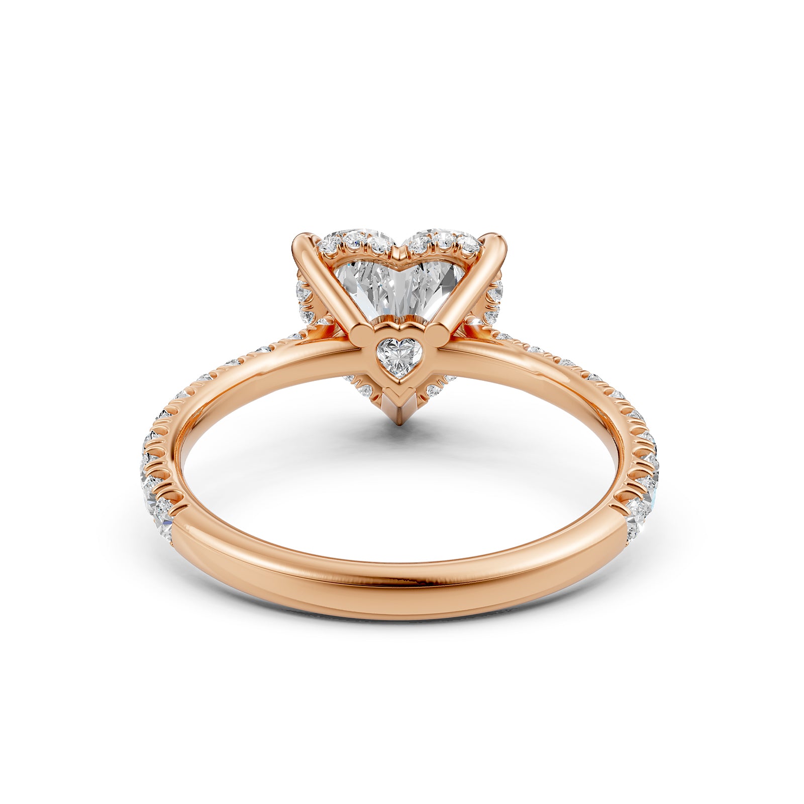French U Pave Hidden Halo Heart Lab Grown Diamond Engagement Ring