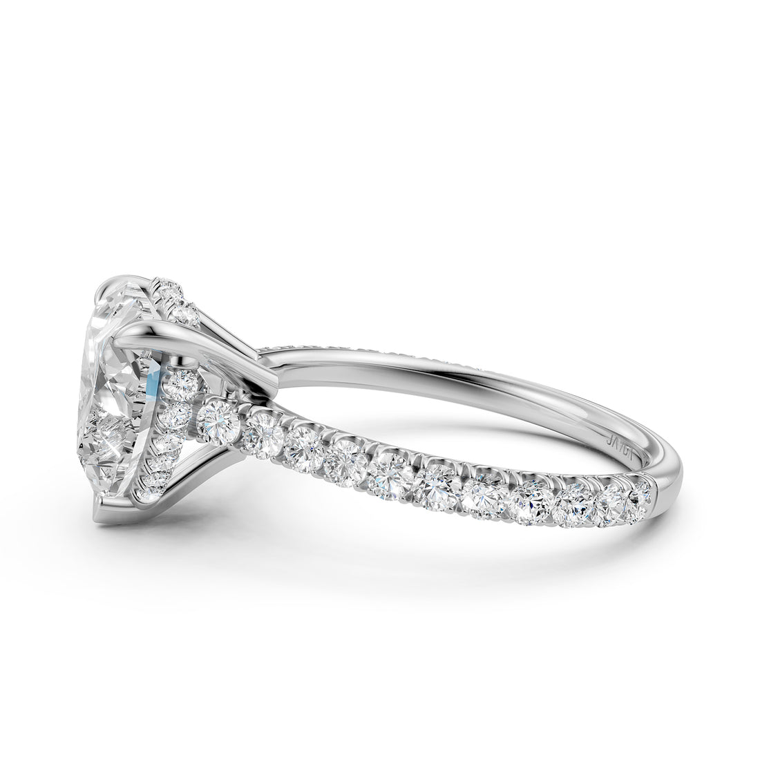 French U Pave Hidden Halo Heart Lab Grown Diamond Engagement Ring